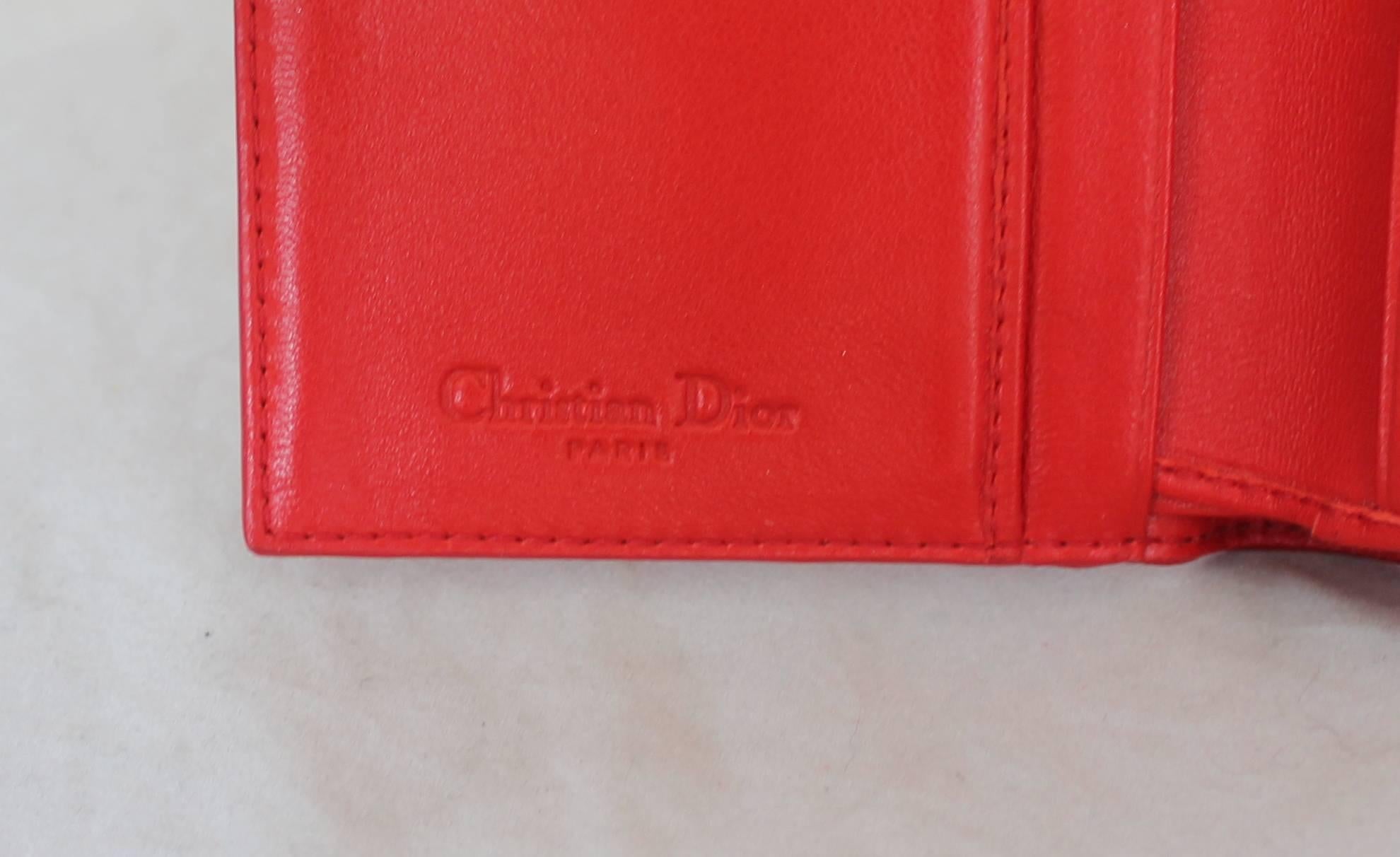 Christian Dior Red Patent Wallet with Logo Plaque SHW 2