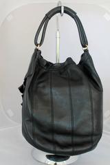 Valentino Black Leather Ruched Flower Shoulder Bag GHW