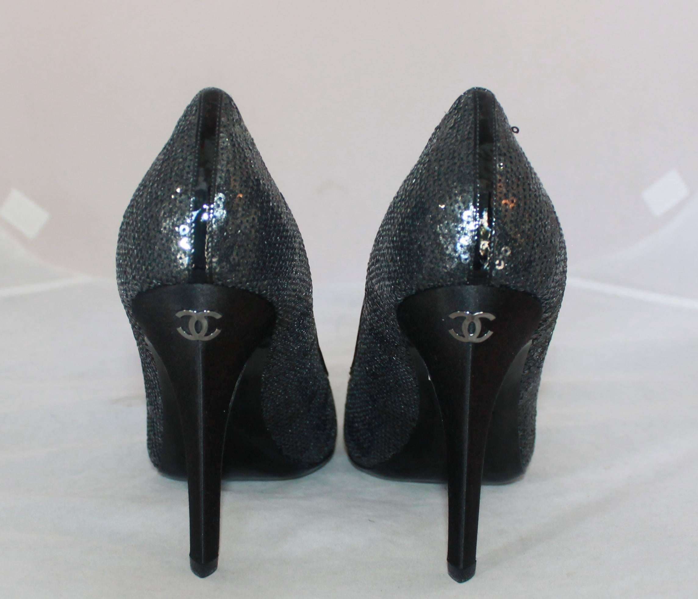 black sequin heels