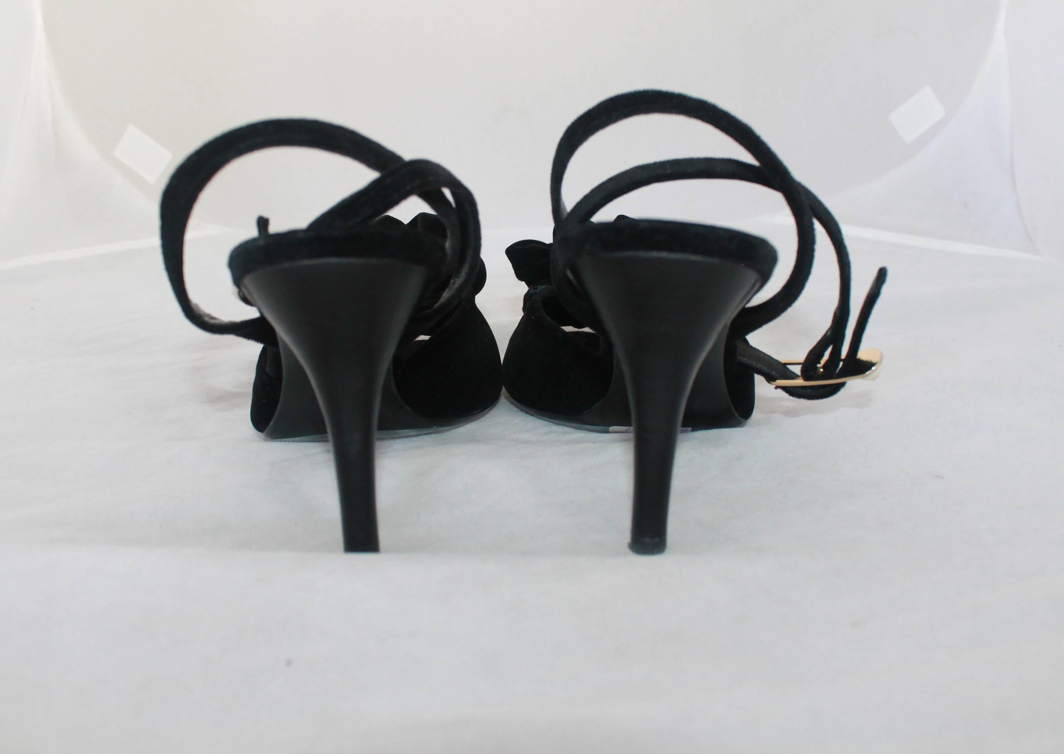 black velvet strappy heels