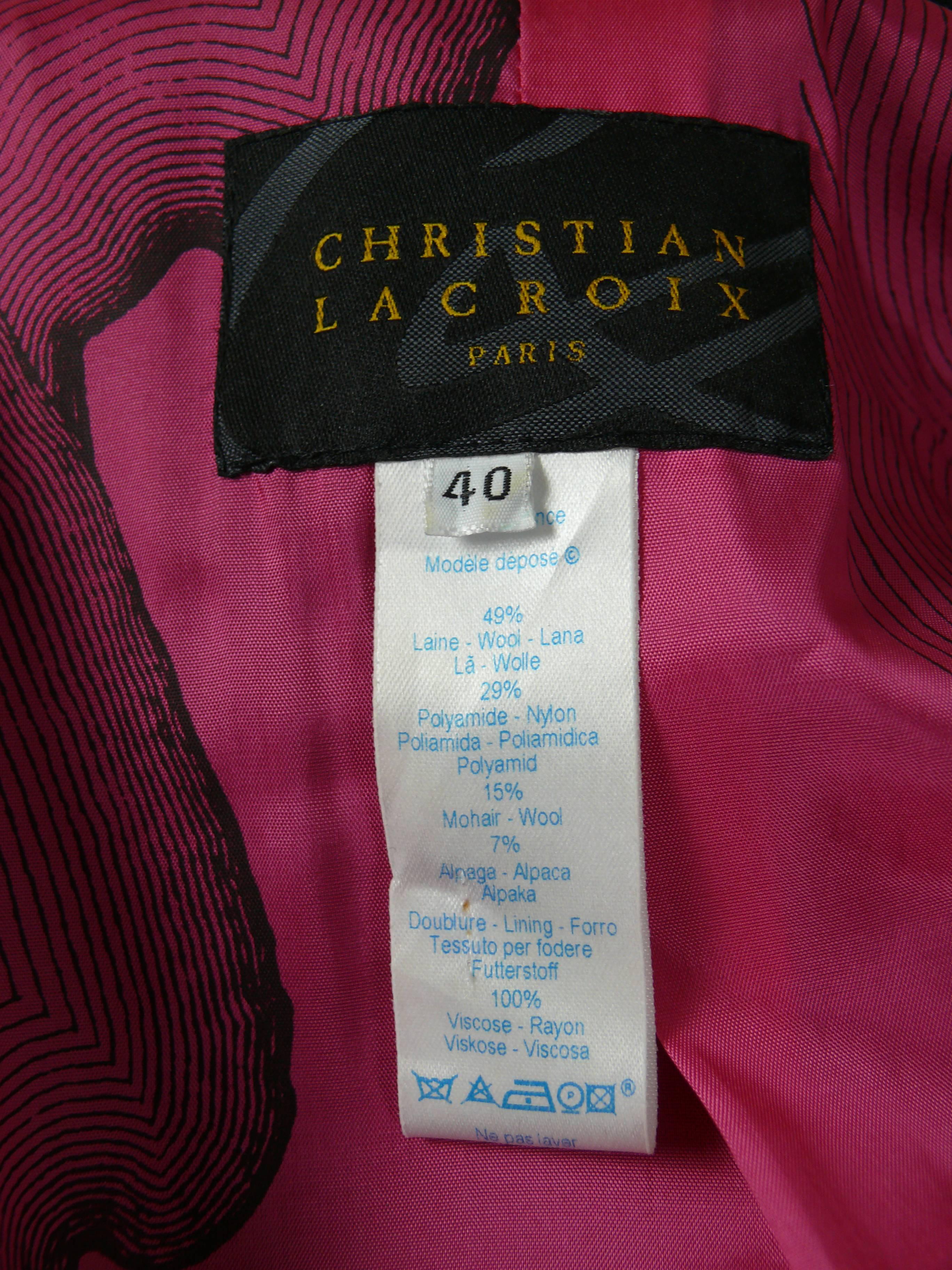 Christian Lacroix Vintage Wool Blend Coat with Appliqué and Embroideries In Excellent Condition In Nice, FR