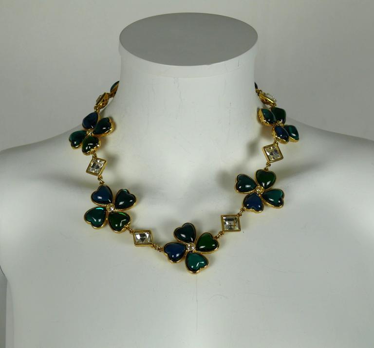 Yves Saint Laurent YSL Vintage Clover Heart Necklace 2 Ways at 1stDibs