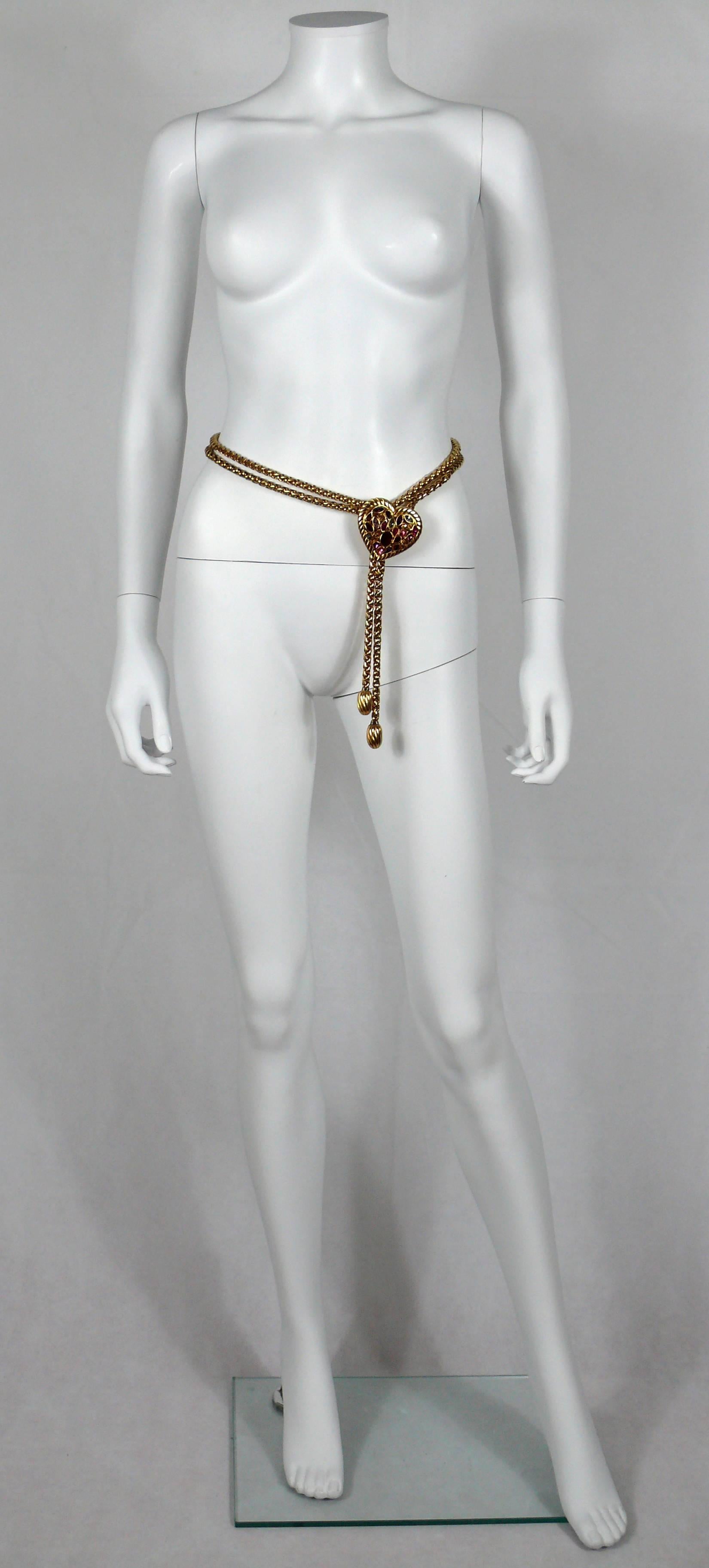 Yves Saint Laurent YSL Vintage Rare Jewelled Heart Chain Belt In Excellent Condition In Nice, FR