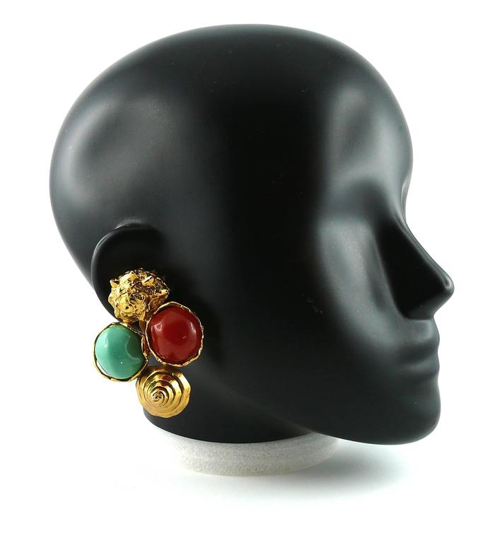 Yves Saint Laurent YSL Vintage Massive Seashell ClipOn Earrings at 1stDibs
