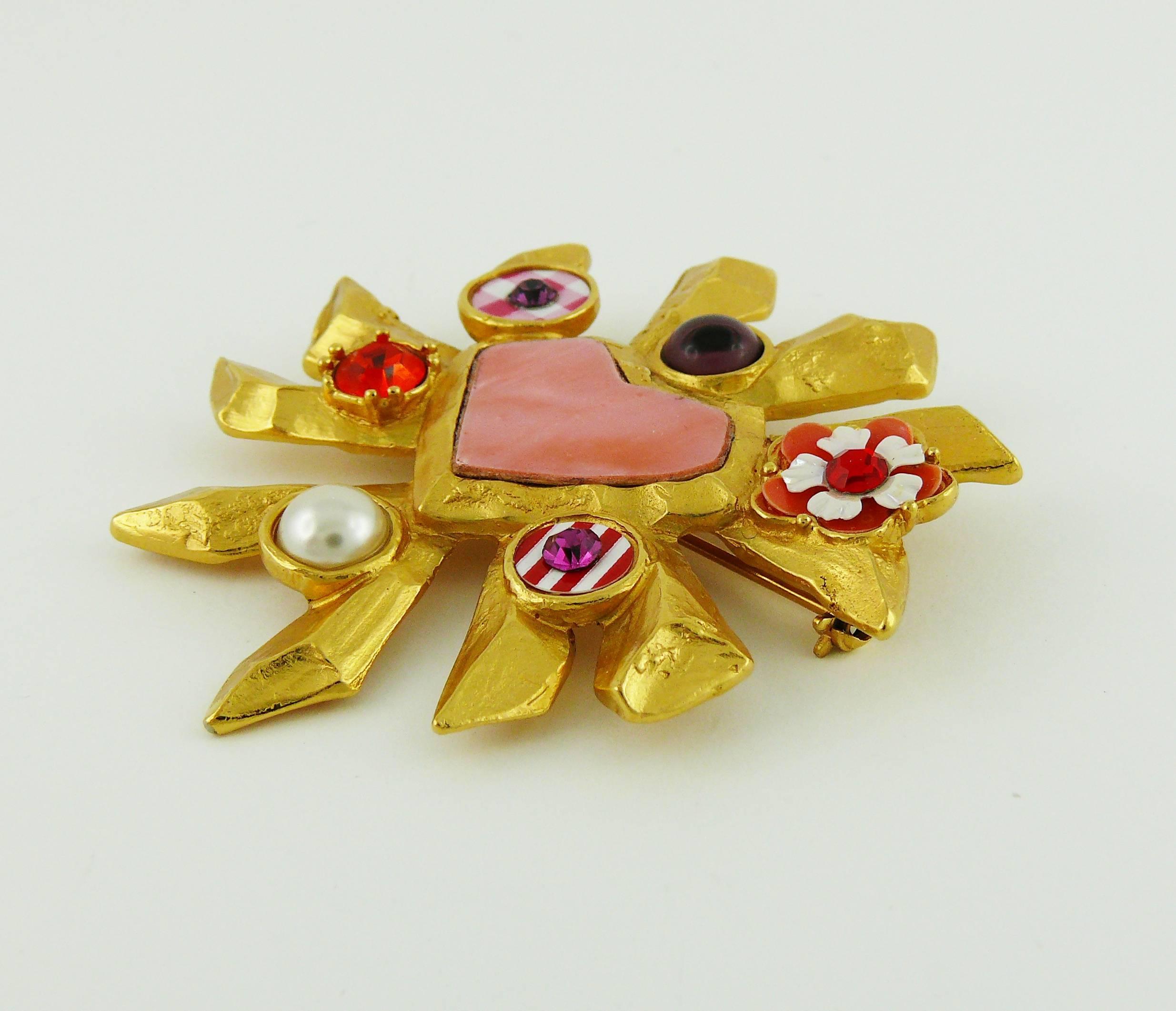 Women's Christian Lacroix Vintage Iconic Radiant Heart Jewelled Brooch