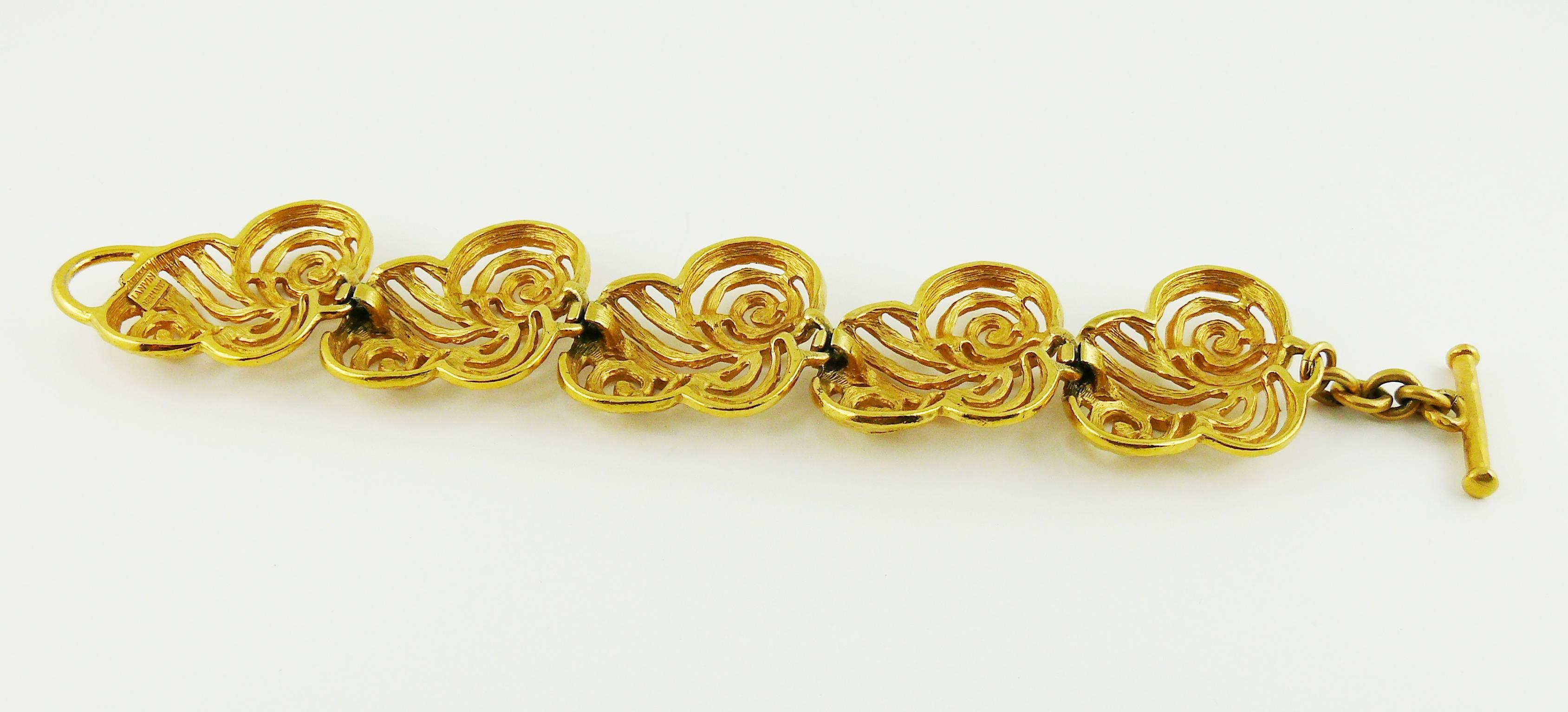 Women's Lanvin Vintage Gold Tone Art Deco Style Bracelet For Sale