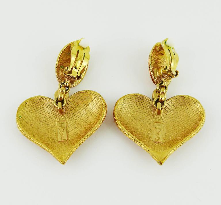 Yves Saint Laurent YSL Vintage Salome Heart Dangling Earrings at 1stDibs
