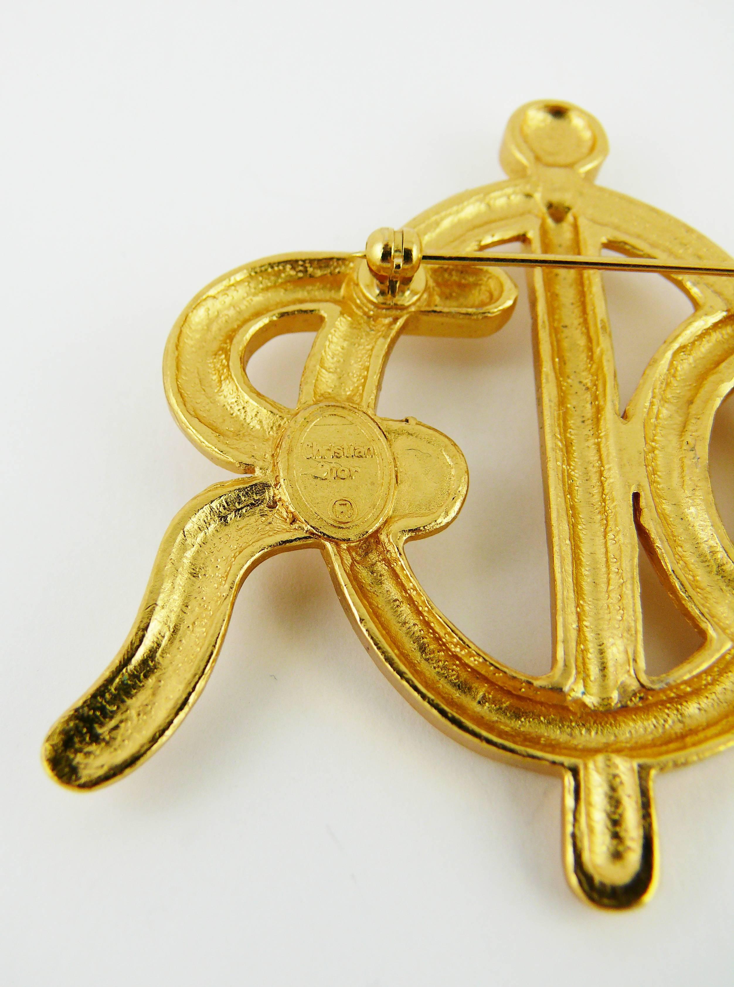 Christian Dior Jewelled Gold Tone Insigna Brooch 1