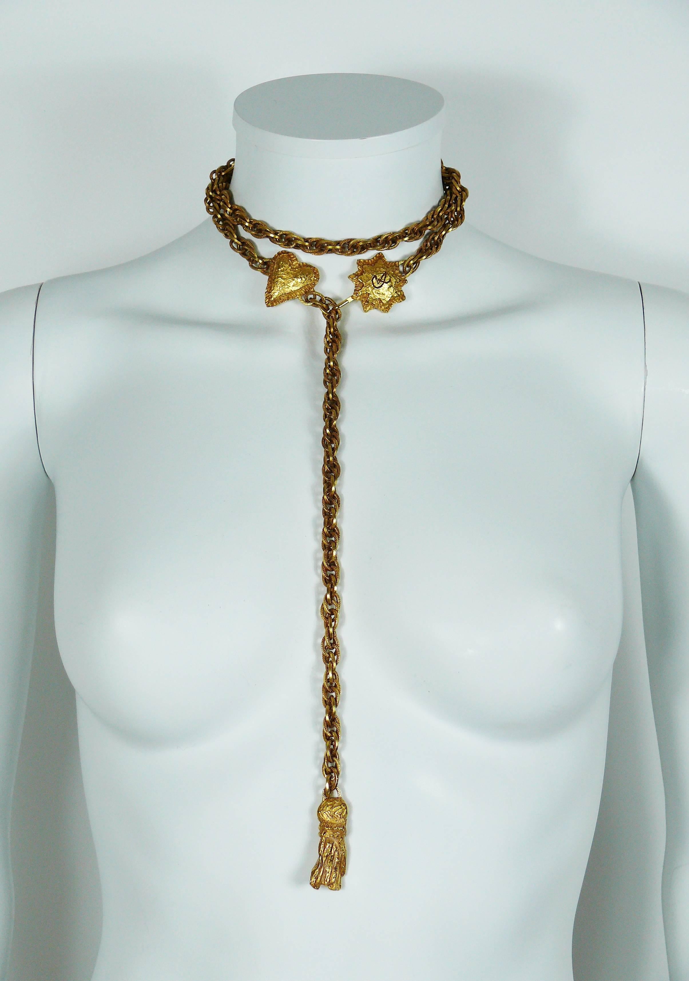 Christian Lacroix Vintage Chain Belt/Necklace Heart, Sun and Tassel In Excellent Condition In Nice, FR