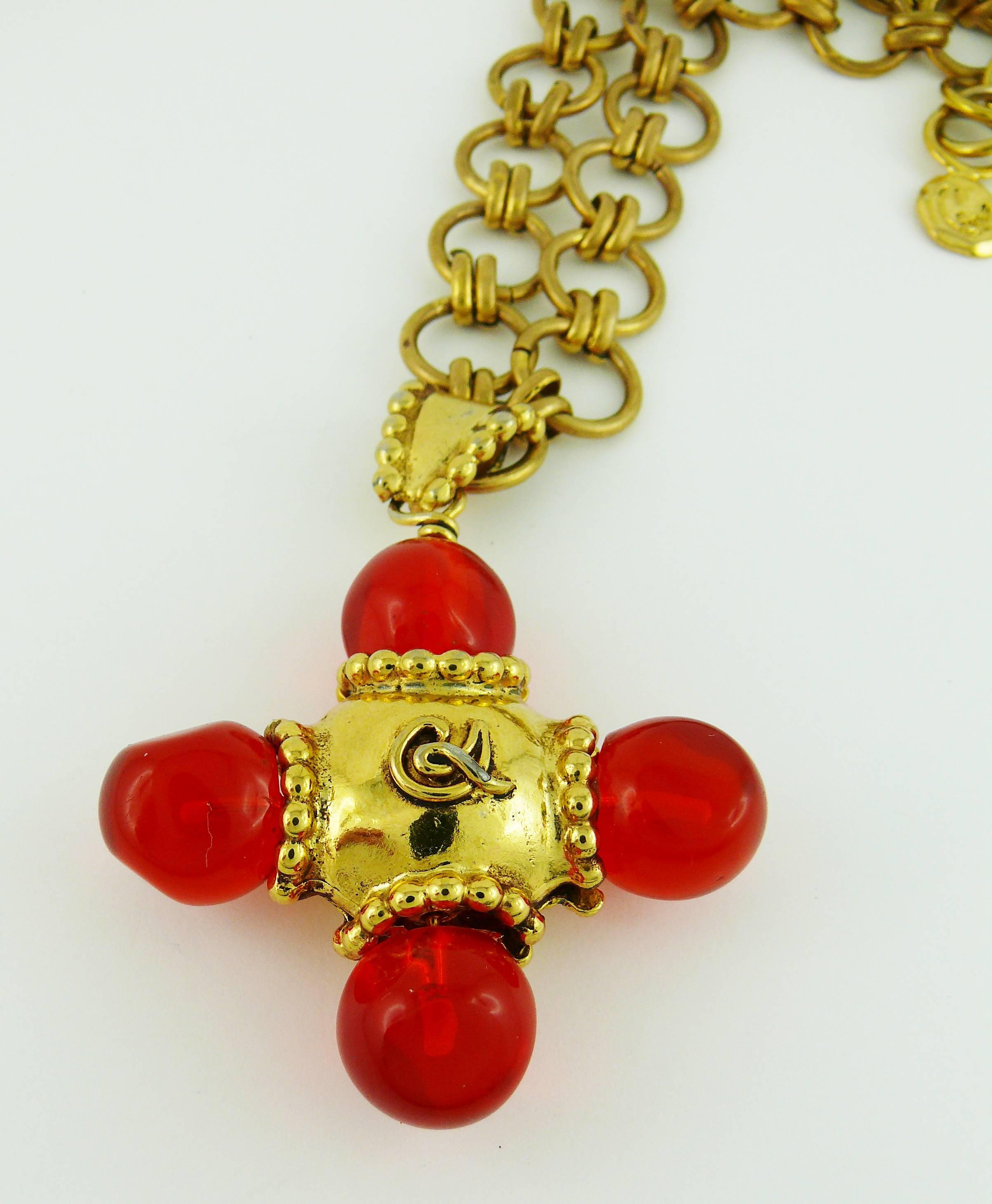 Christian Lacroix Vintage Cross Pendant Necklace In Good Condition In Nice, FR