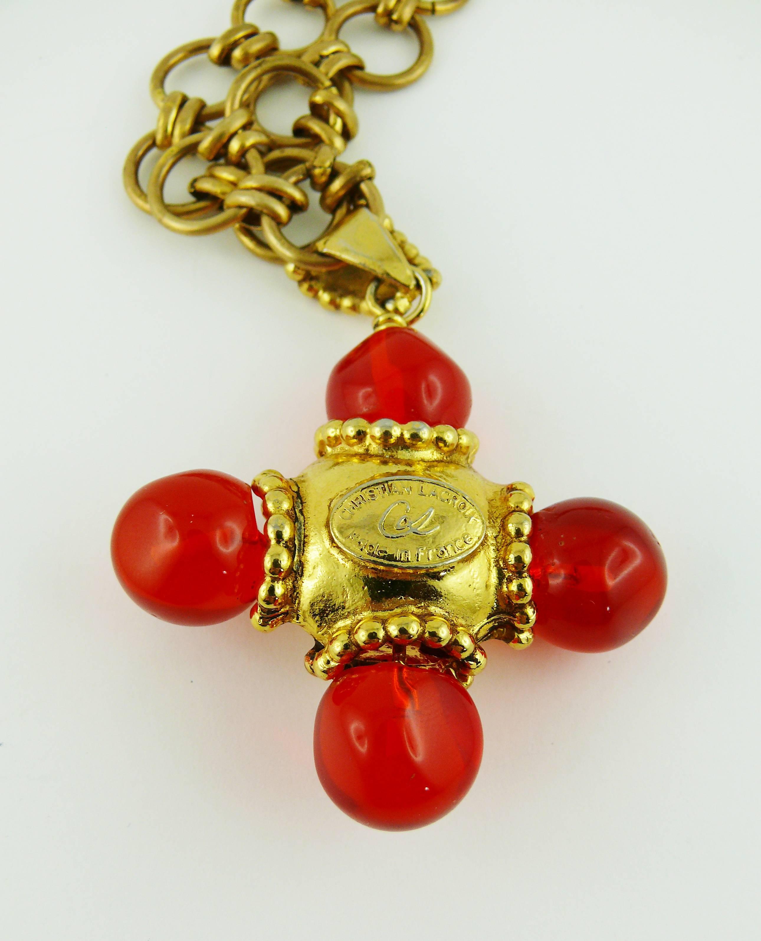 Christian Lacroix Vintage Cross Pendant Necklace 3