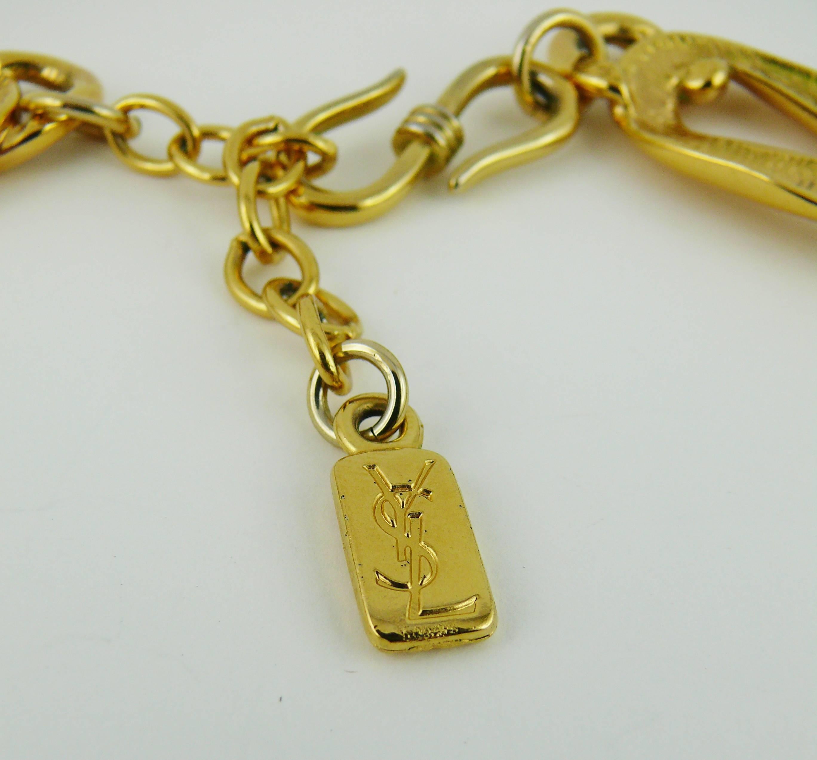 Yves Saint Laurent YSL Vintage Classic Chunky Gold Toned Curb Necklace 1