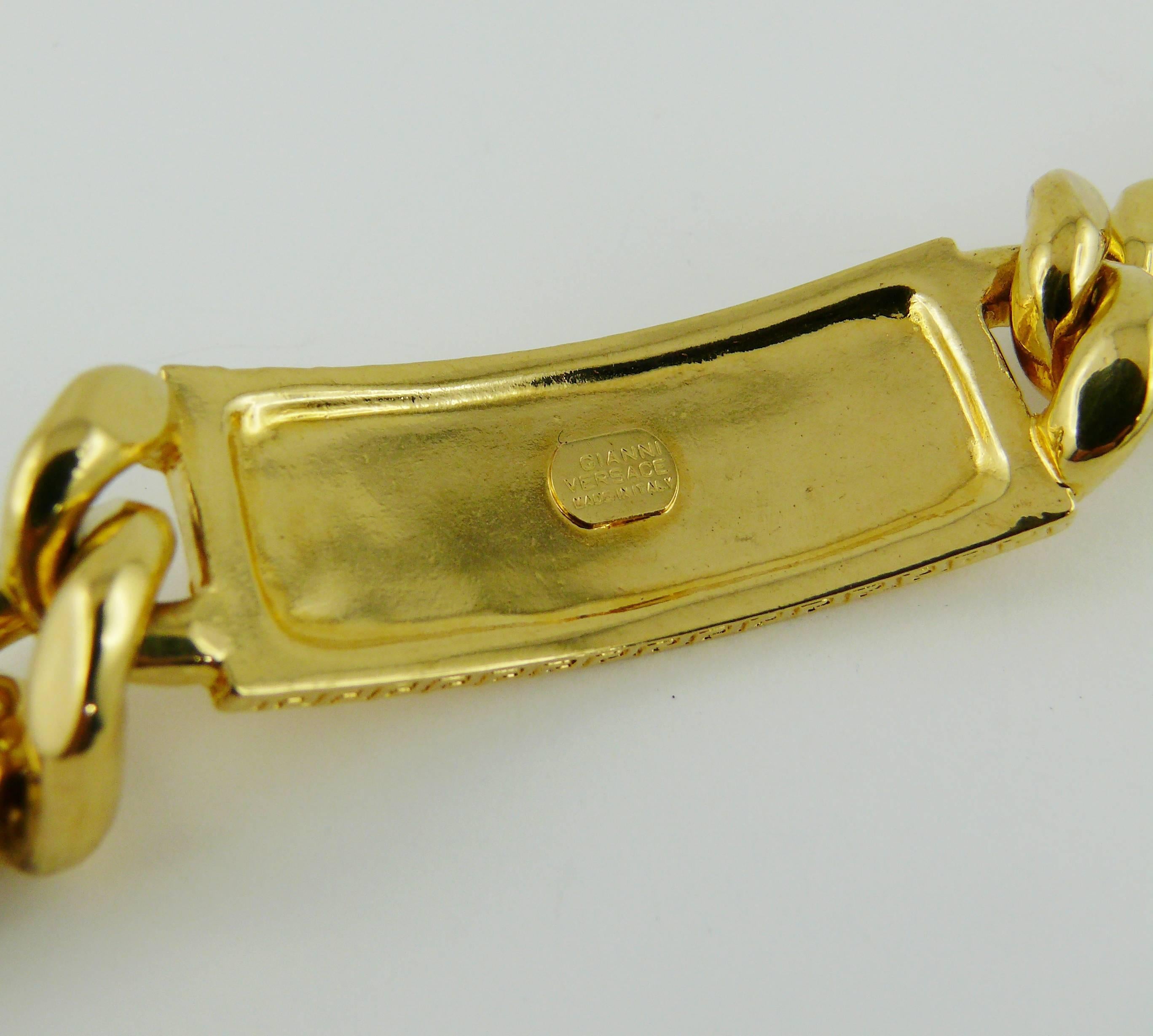 Gianni Versace Vintage Men's Gold Tone Curb Bracelet Medusa 1