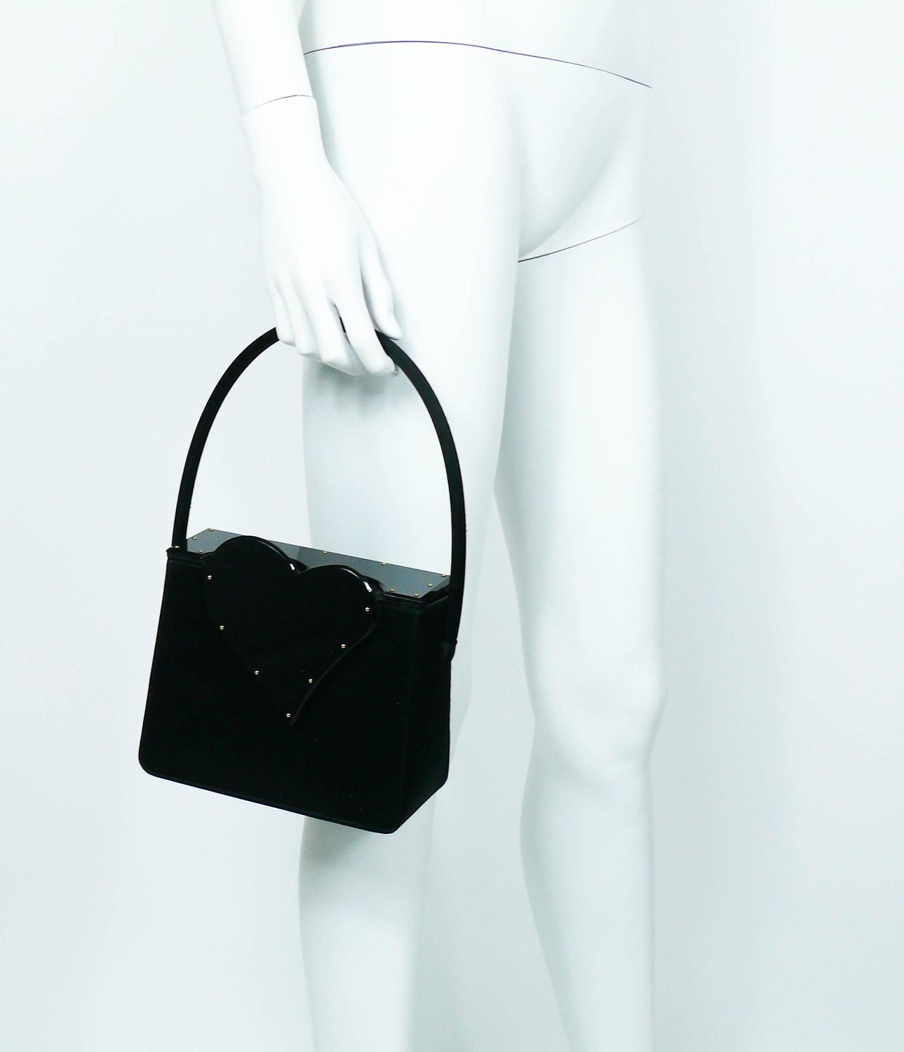 Yves Saint Laurent YSL Vintage Iconic Black Box Handbag with Lucite