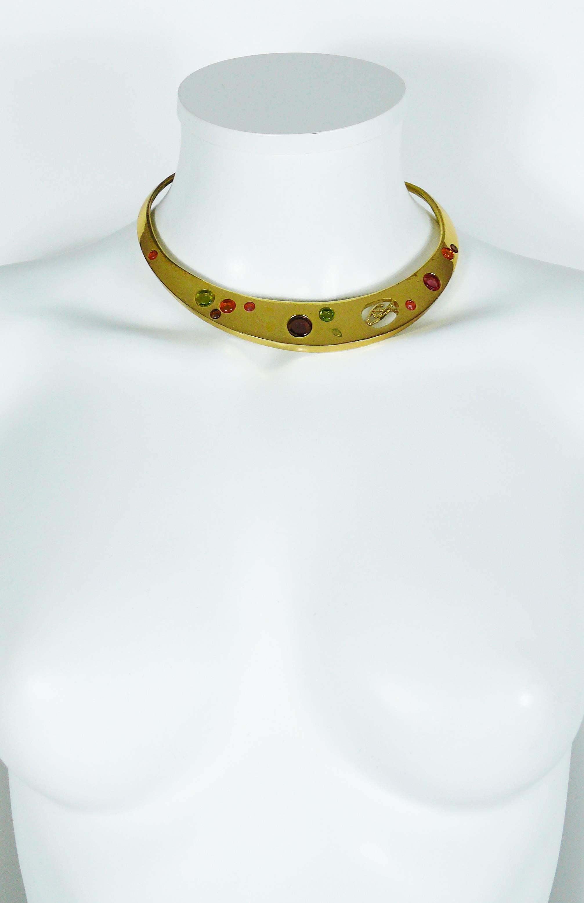 CHRISTIAN LACROIX vintage gold tone choker necklace front the 