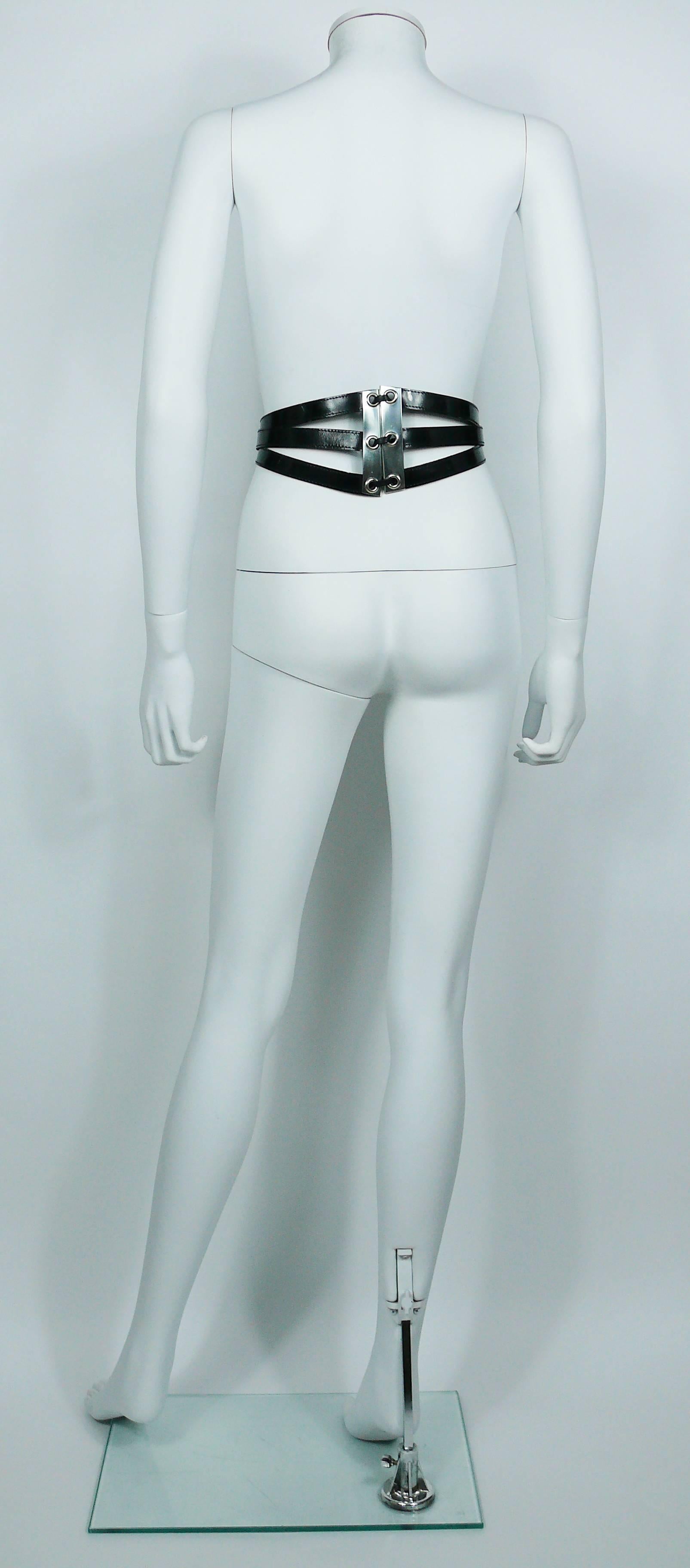 Alaia 1980s Rare Black Patent Leather Belt with Metal Corset Back In Good Condition In Nice, FR