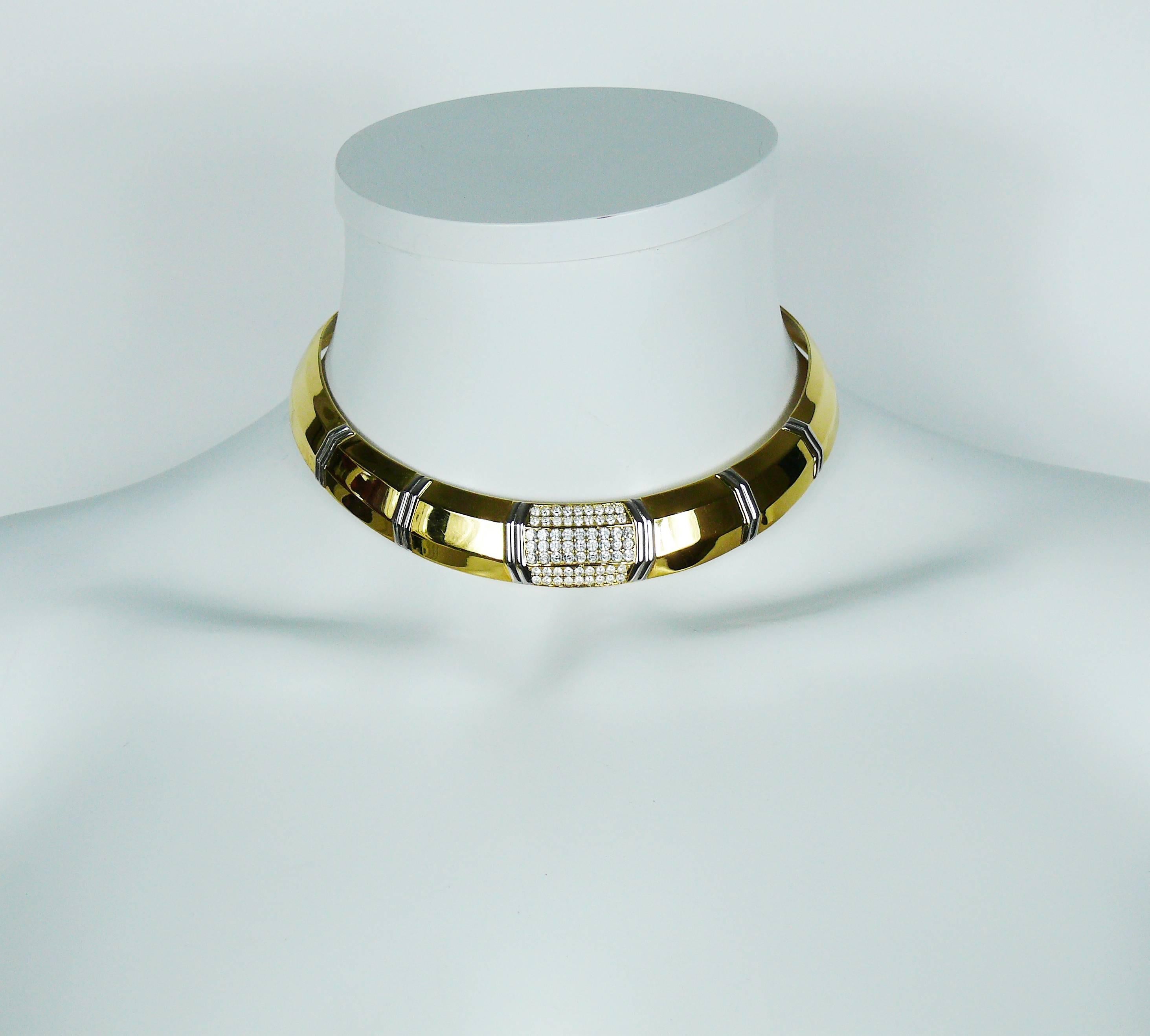 LANVIN vintage ART DECO inspired two-tone rigid choker necklace with clear crystal embellishement.

Embossed LANVIN Germany.  

Indicative measurements : inner circumference approx 34.87 cm (13.73 inches). 

JEWELRY CONDITION CHART
- New or never