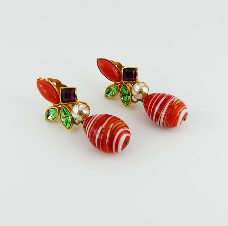Christian Lacroix Vintage Jewelled Dangling Earrings For Sale at 1stdibs