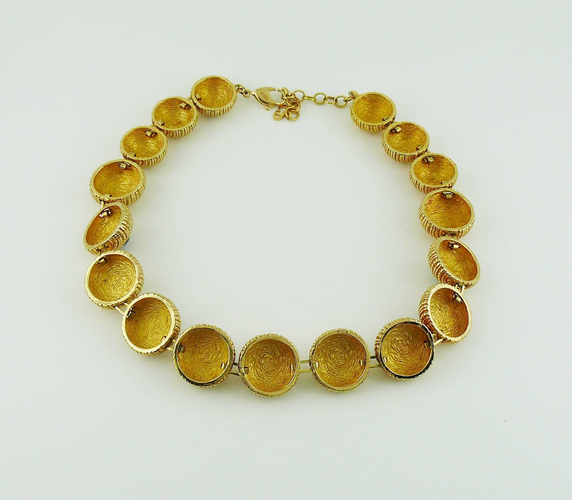 Christian Dior Vintage Gold Tone Poured Glass Necklace In Excellent Condition In Nice, FR