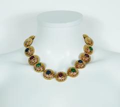 Christian Dior Vintage Gold Tone Poured Glass Necklace
