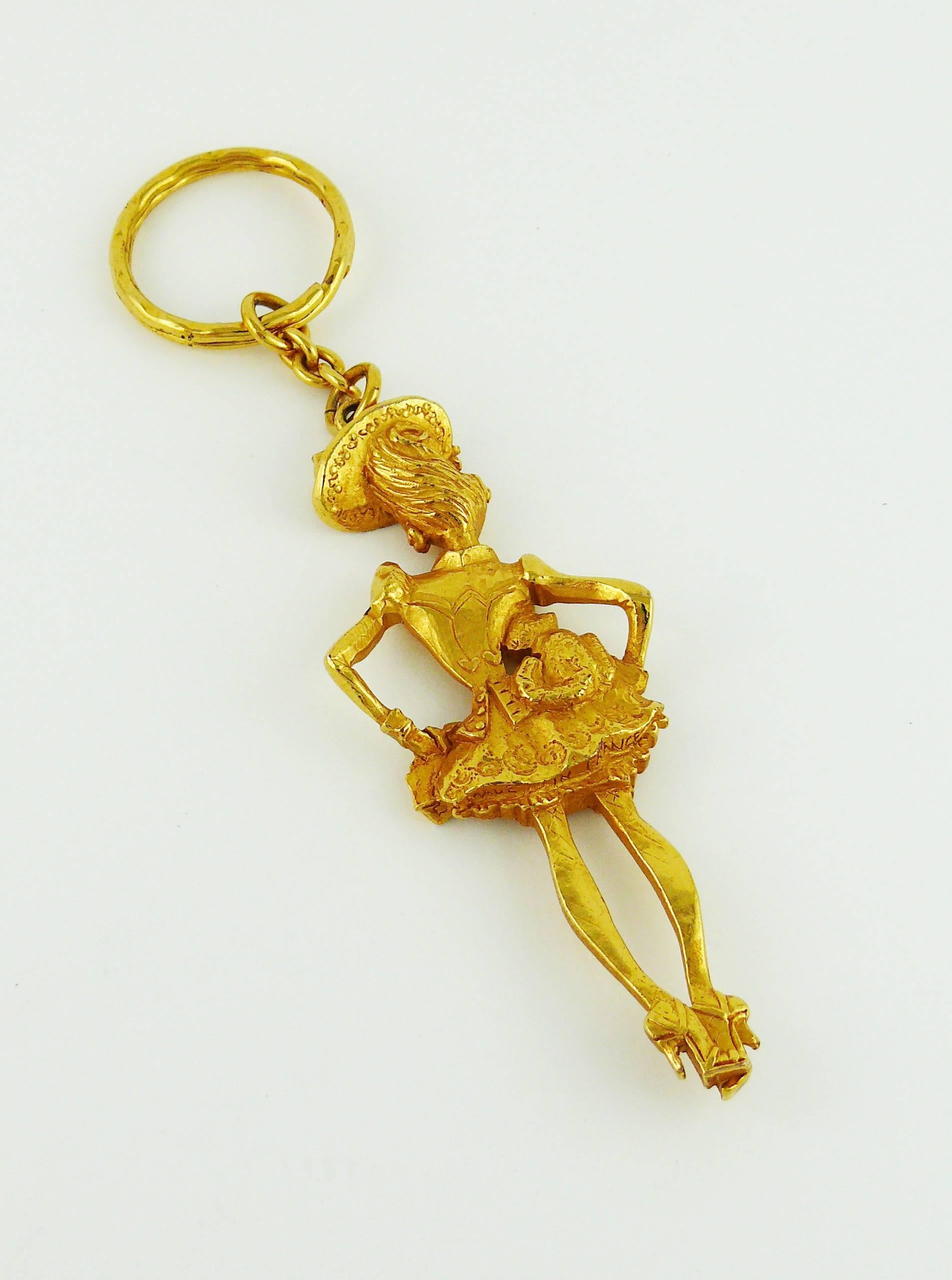 Women's Christian Lacroix Vintage Gold Tone Figural Key Ring Bag Charm