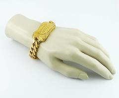 Christian Lacroix Vintage Rare Gold Tone ID Tag Curb Bracelet