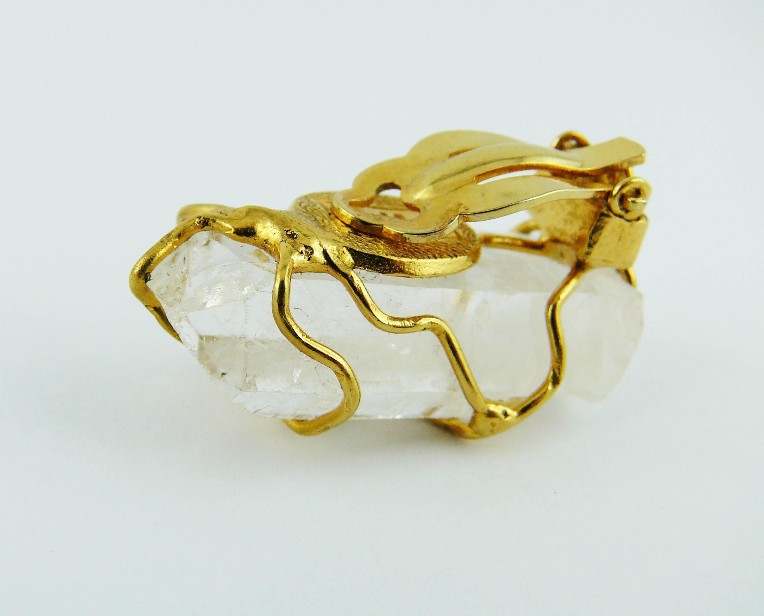 Yves Saint Laurent YSL Vintage Rock Crystal Earrings by Robert Goossens 3