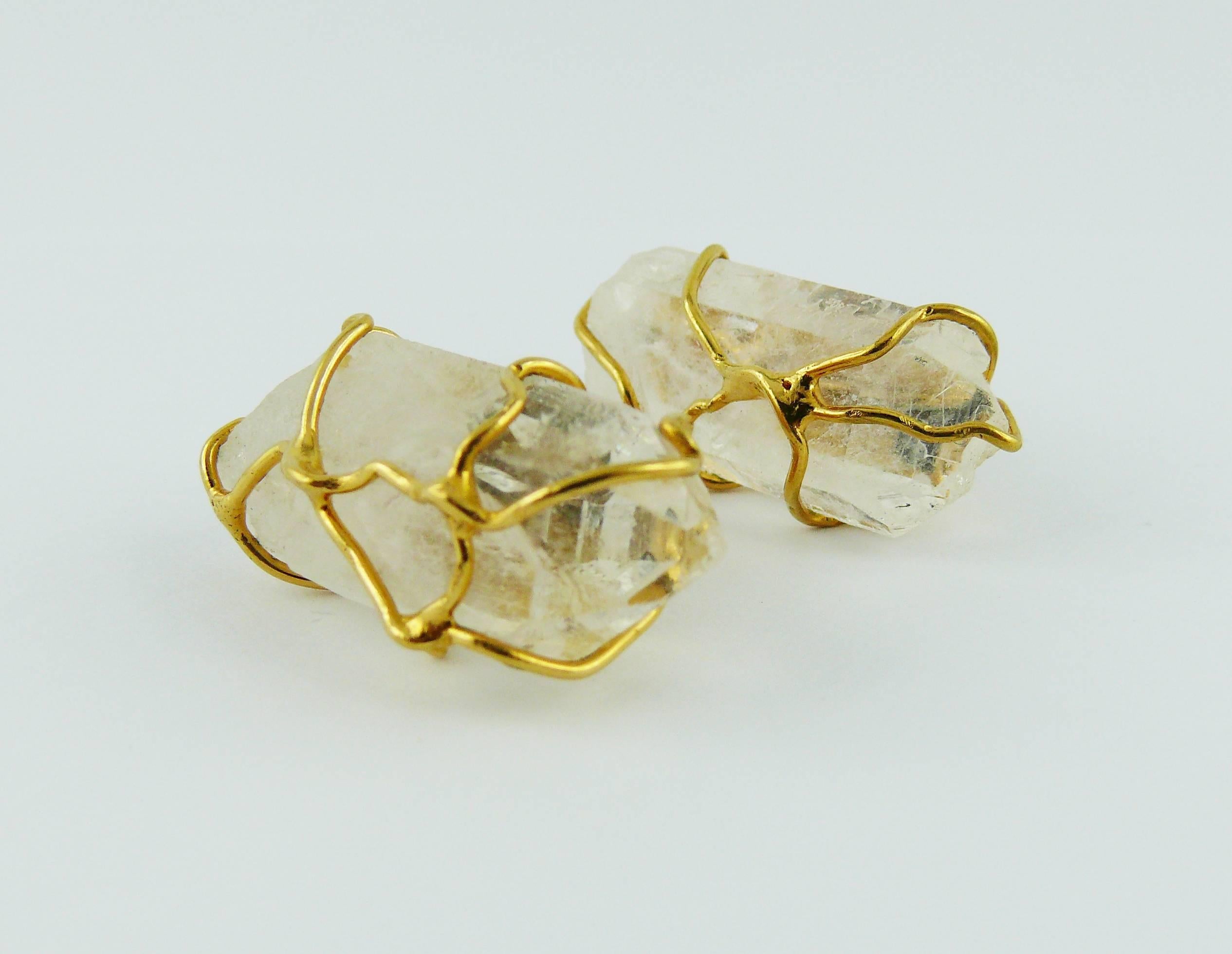 Yves Saint Laurent YSL Vintage Rock Crystal Earrings by Robert Goossens In Good Condition In Nice, FR