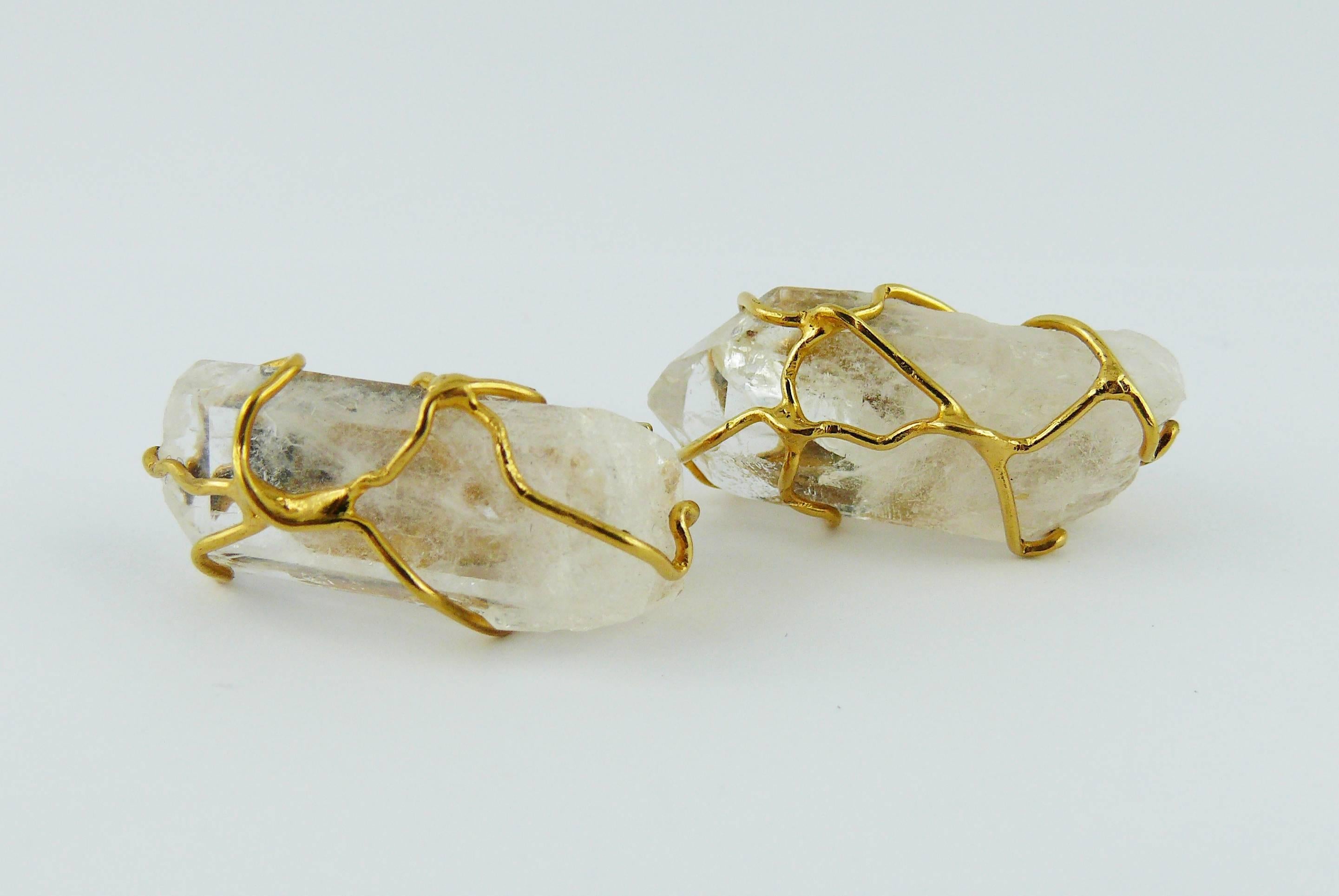 Women's Yves Saint Laurent YSL Vintage Rock Crystal Earrings by Robert Goossens