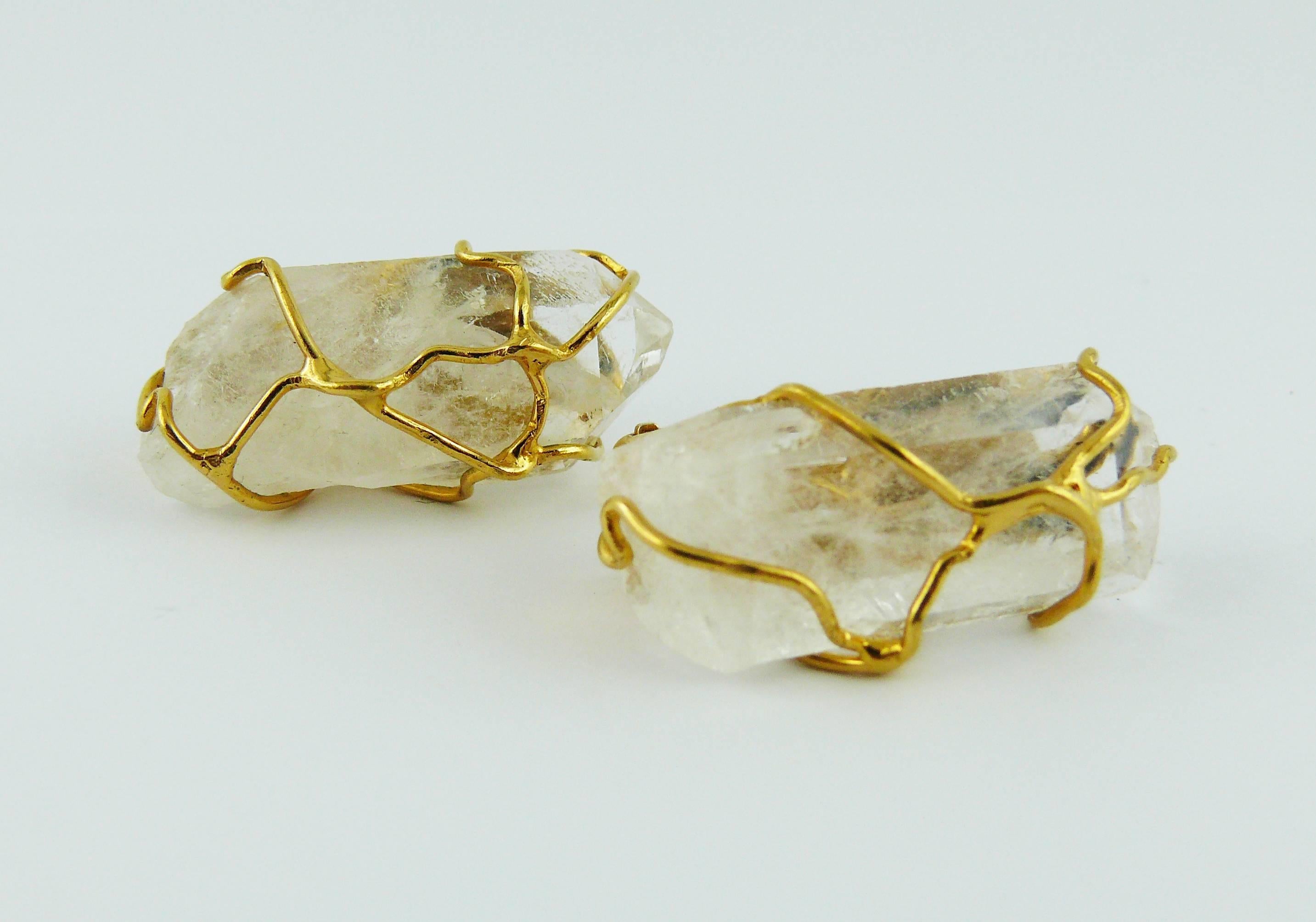 Yves Saint Laurent YSL Vintage Rock Crystal Earrings by Robert Goossens 1