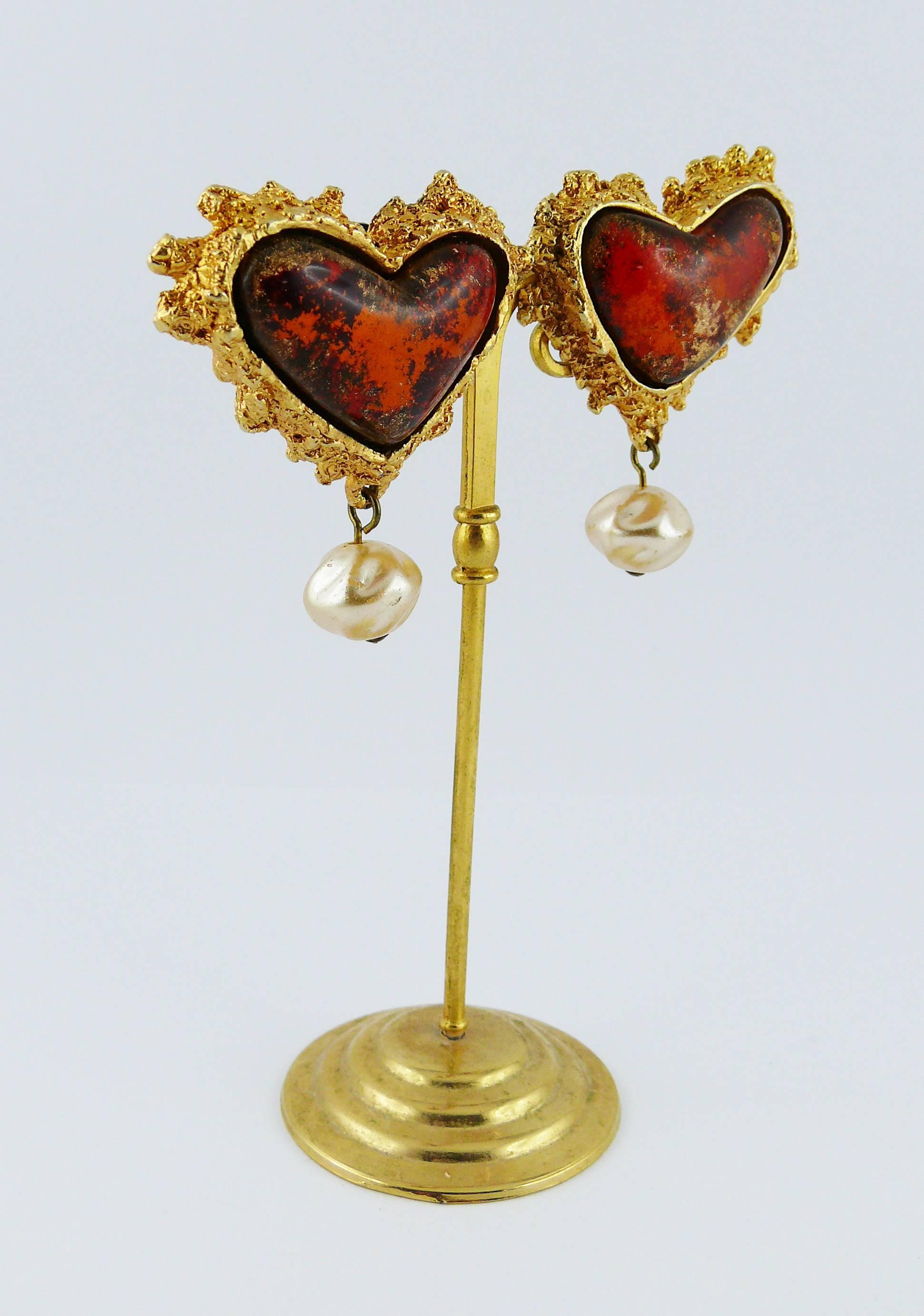 Christian Lacroix Vintage Heart Clip-On Earrings In Excellent Condition In Nice, FR