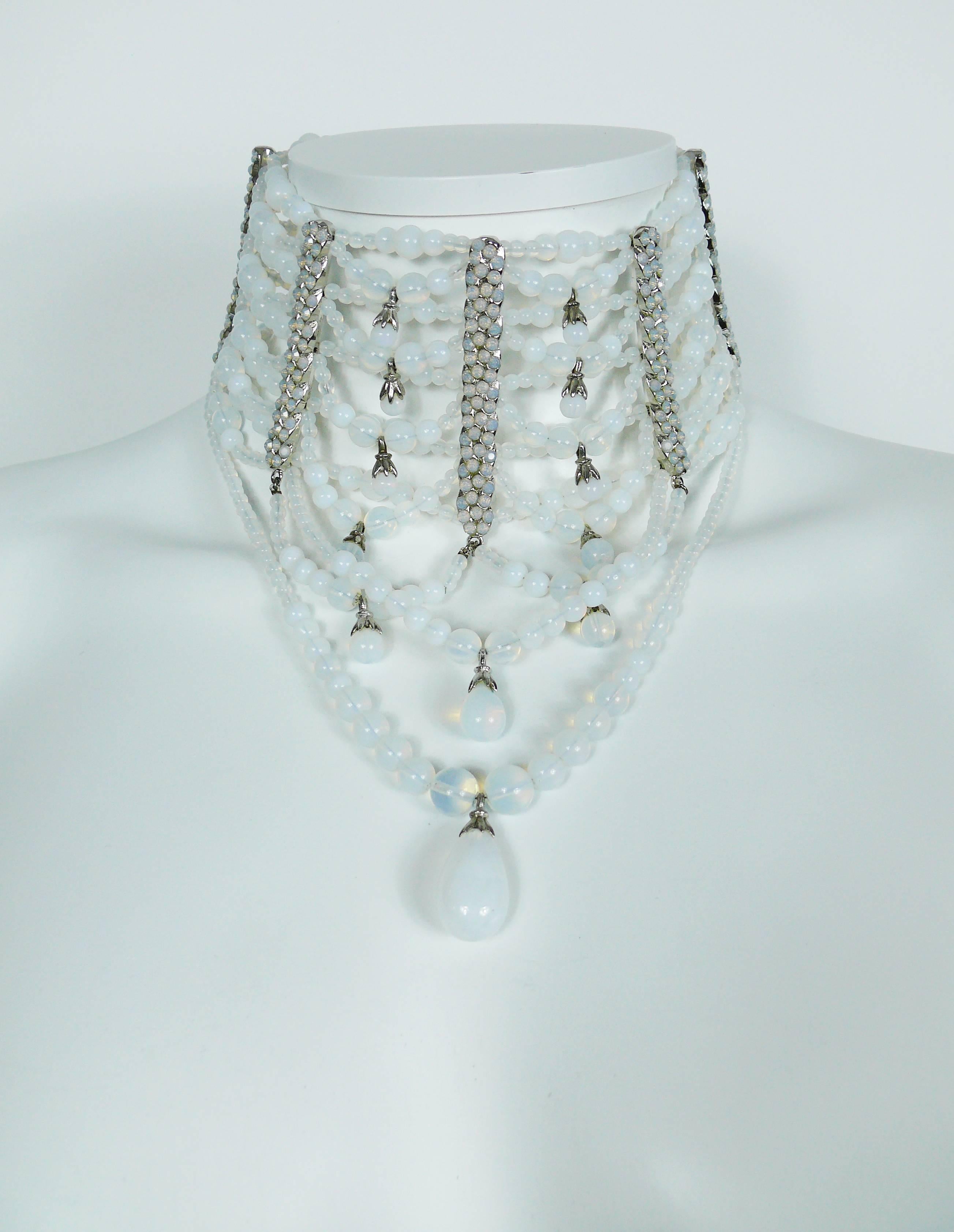 Christian Dior by John Galliano Rare Runway Drapery Opalescent Chocker Necklace Excellent état à Nice, FR