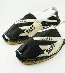 Alaia Vintage Iconic Navy Blue and Off-white Canvas Espadrilles Size 37 (FR)