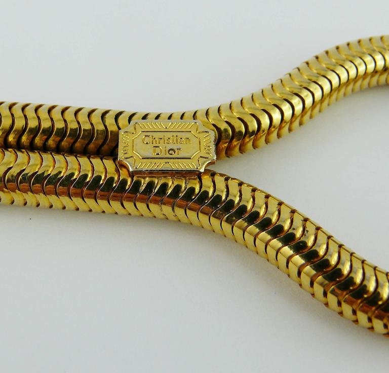 Christian Dior Vintage Gold Toned Lariat Snake Chain Belt For Sale at