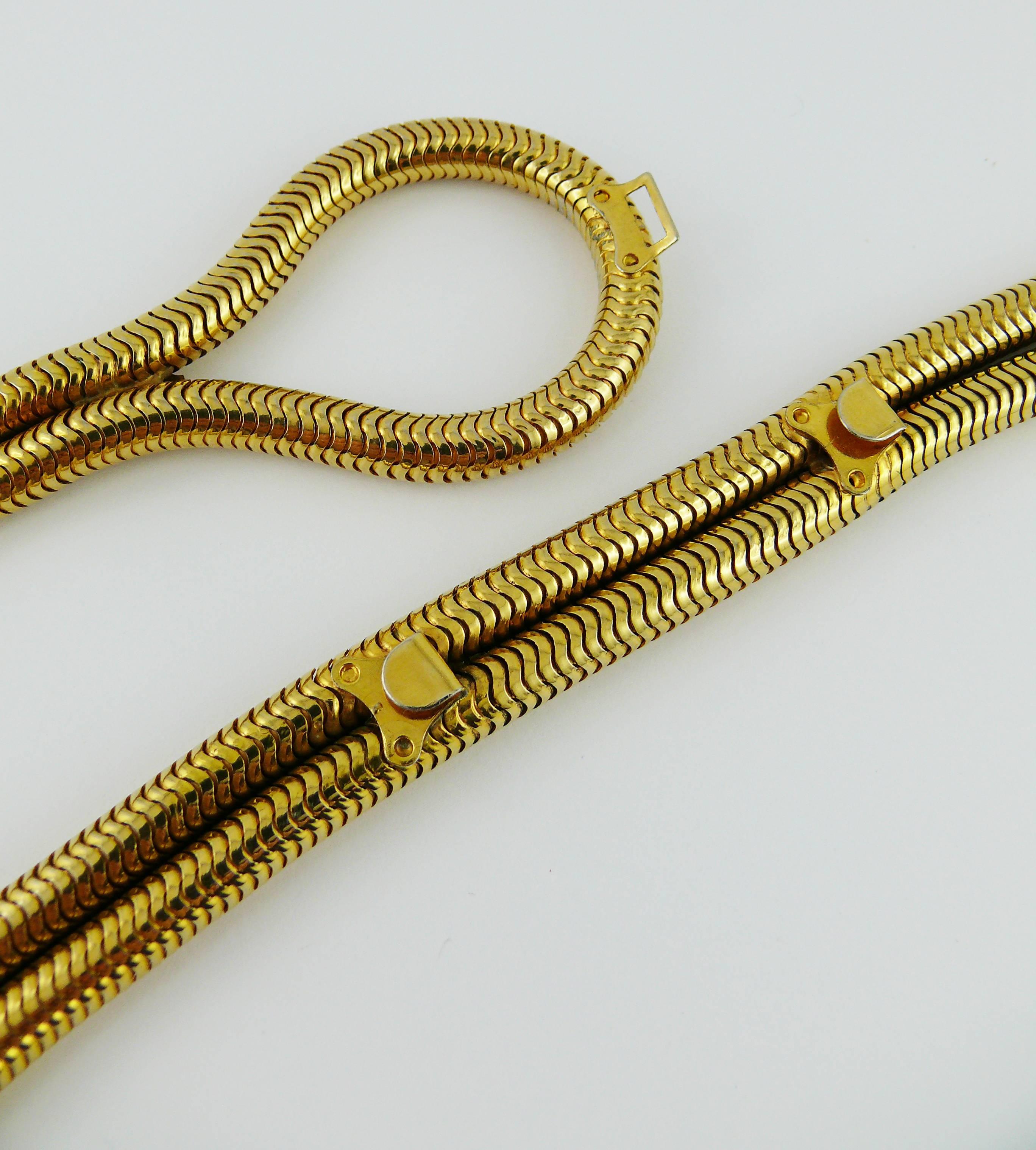 Women's Christian Dior Vintage Gold Toned Lariat Snake Chain Belt
