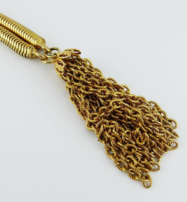 Christian Dior Vintage Gold Toned Lariat Snake Chain Belt For Sale at