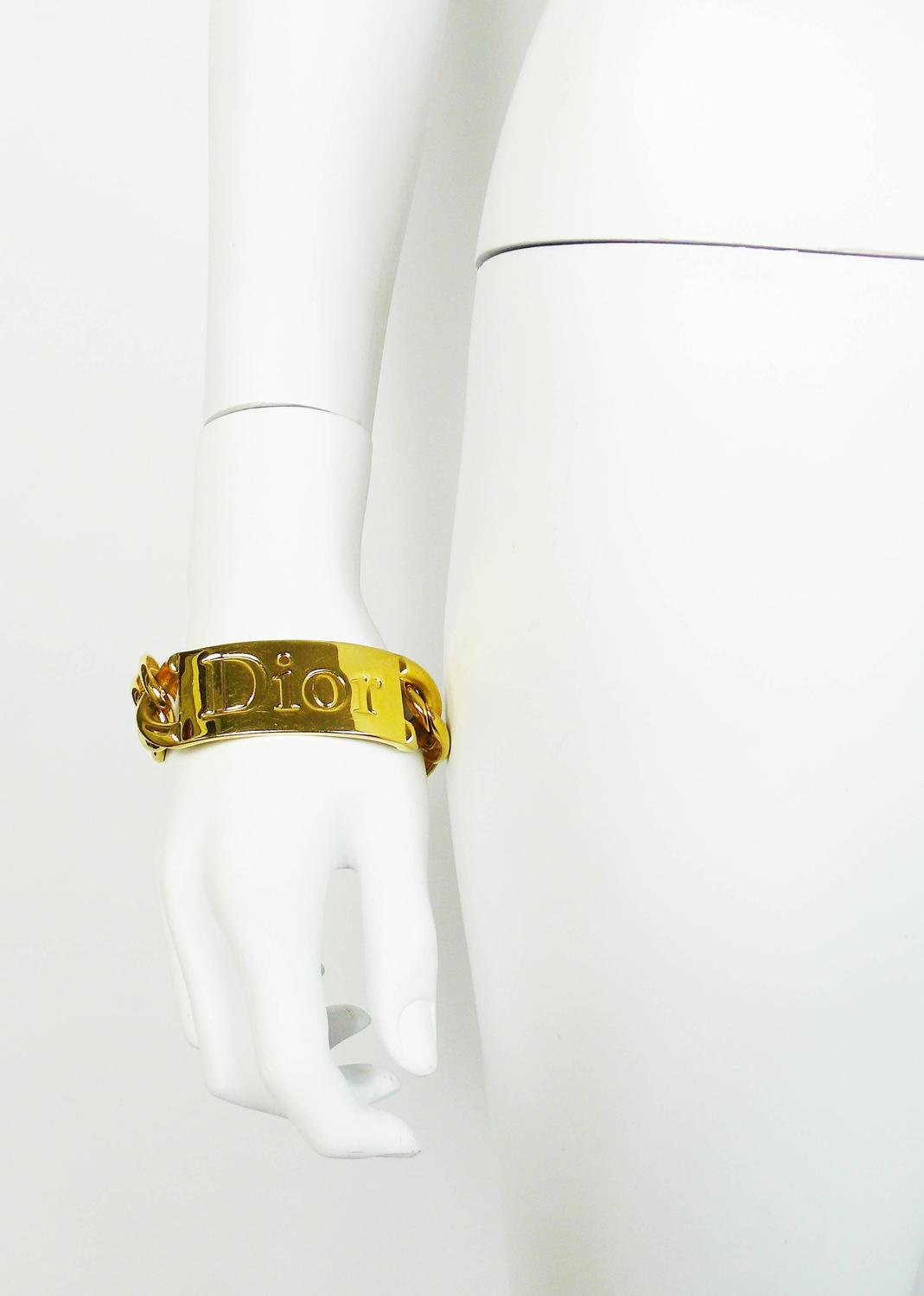 Christian Dior Rare Chunky Gold Plated Necklace and Bracelet Set For