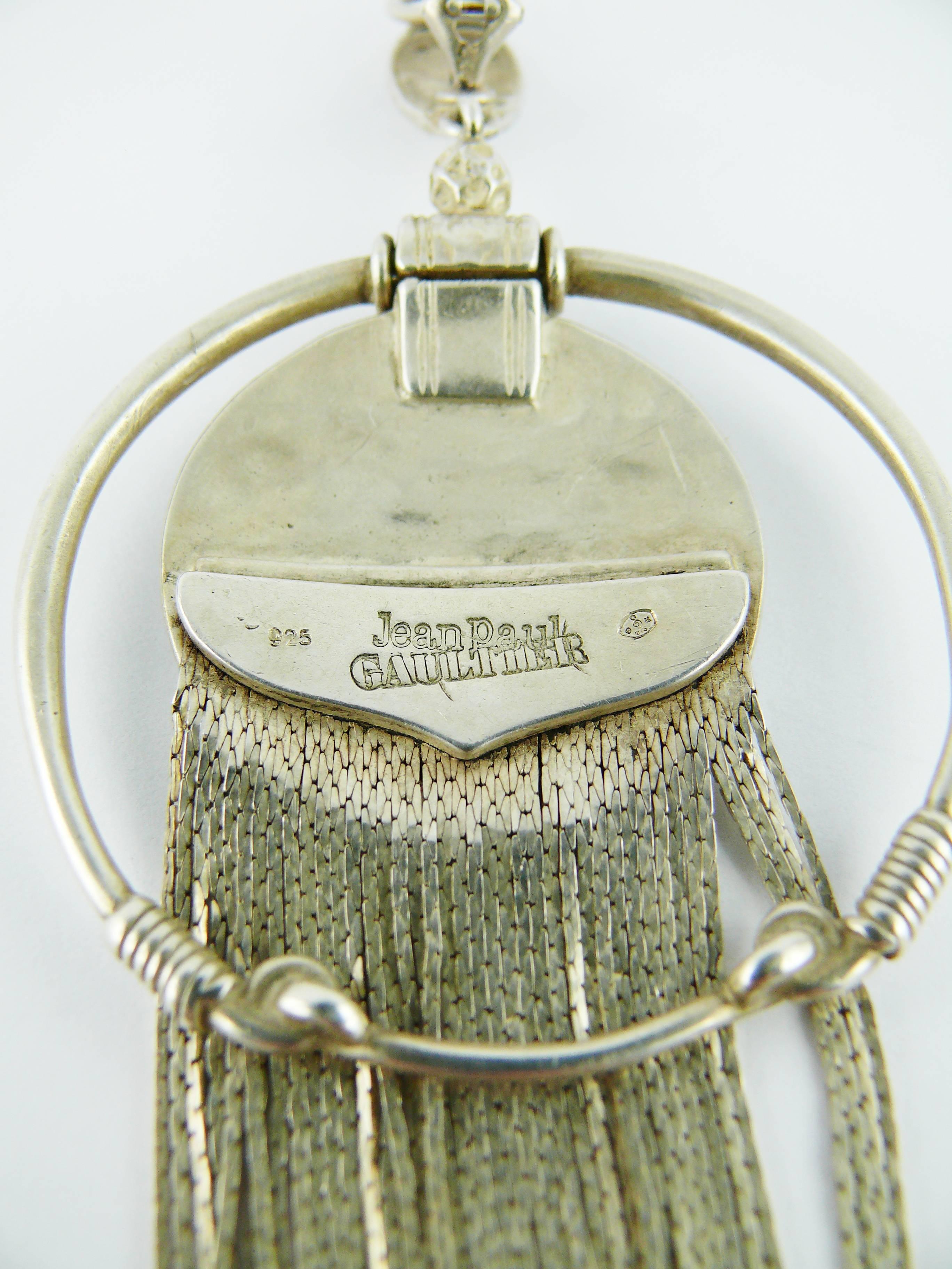 Jean Paul Gaultier Vintage Sterling Silver Fringed Hoop Dangling Earrings In Excellent Condition In Nice, FR