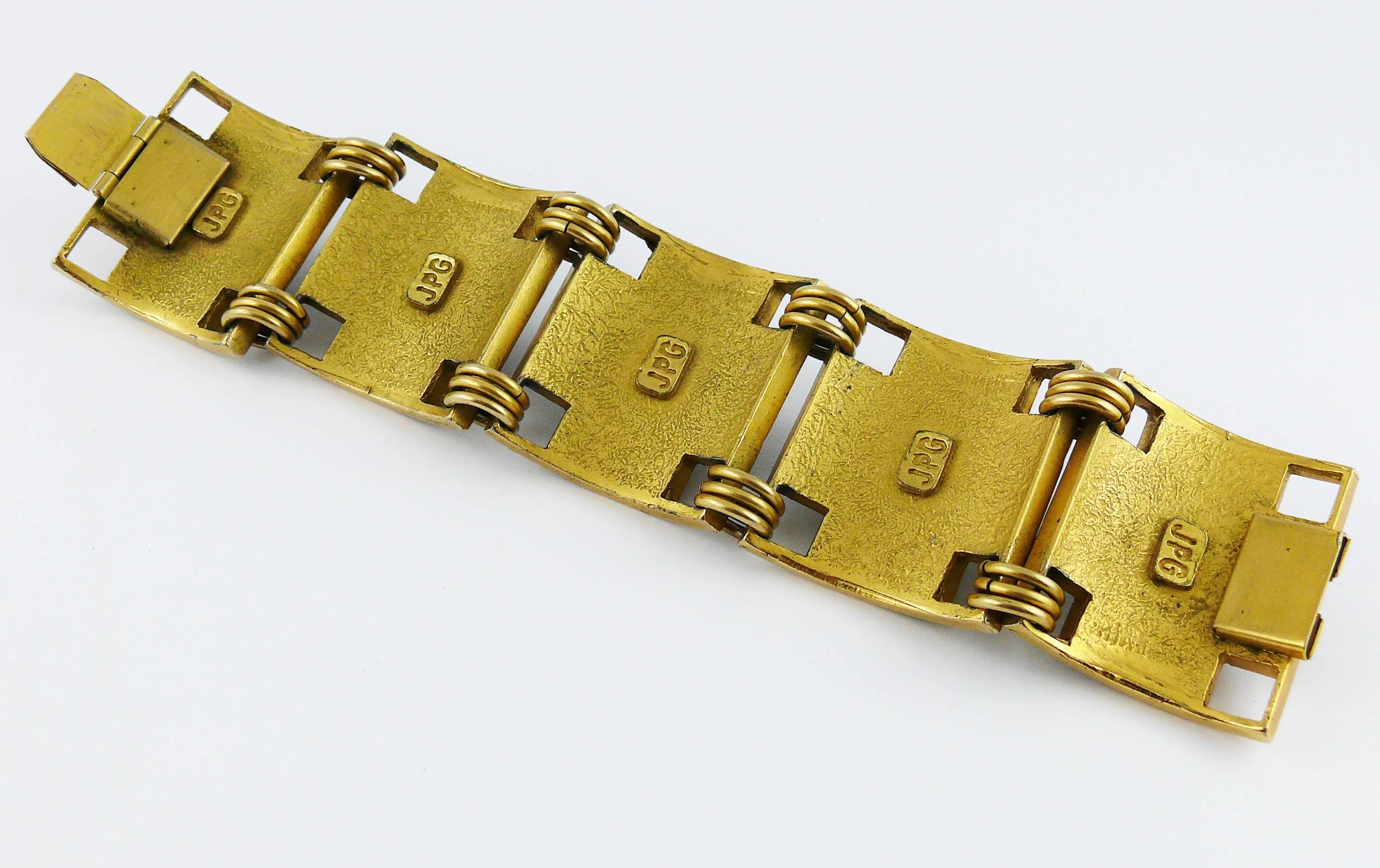 Jean Paul Gaultier Vintage Rare Geometric enameled Cuff Bracelet For Sale 1