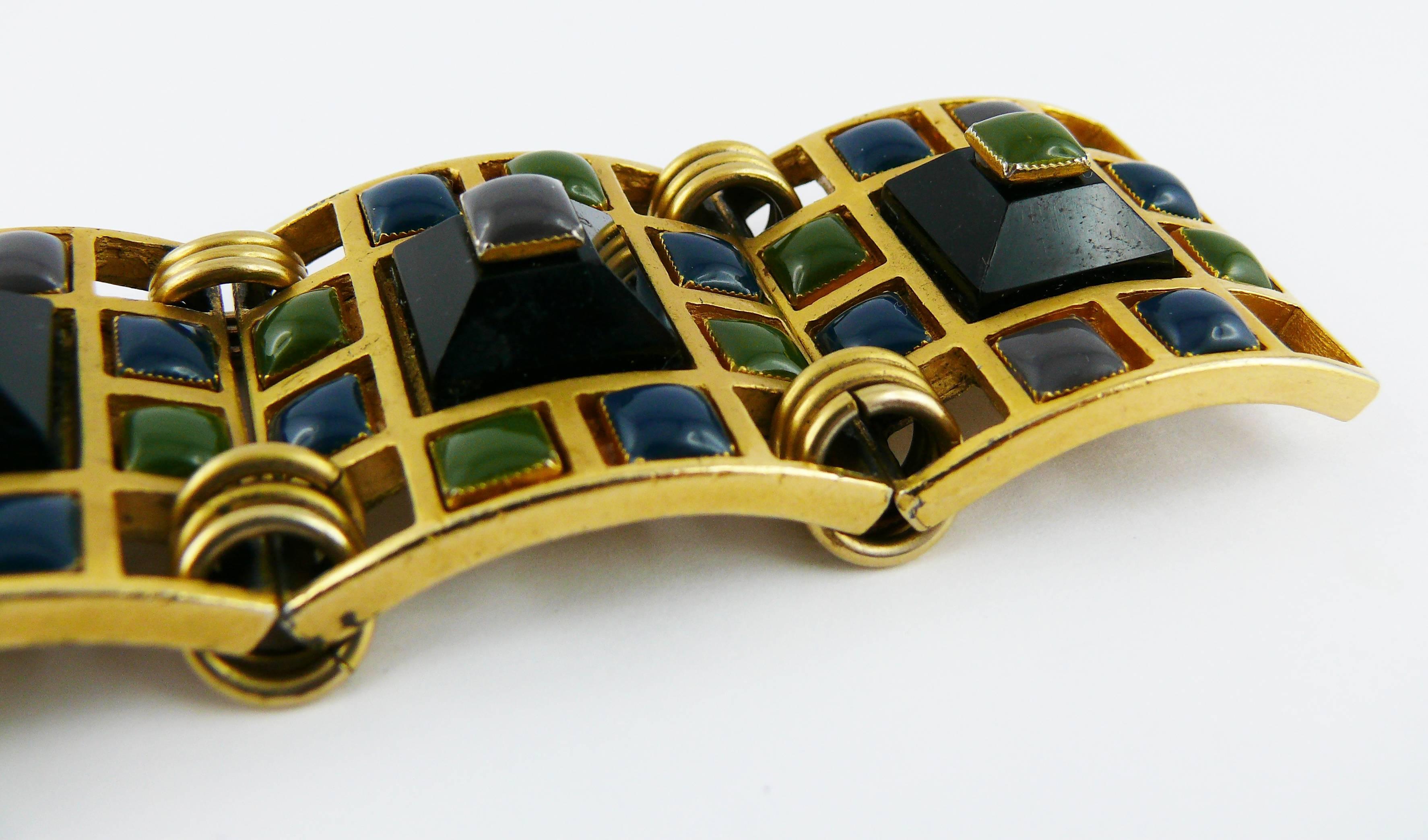 Women's or Men's Jean Paul Gaultier Vintage Rare Geometric enameled Cuff Bracelet For Sale