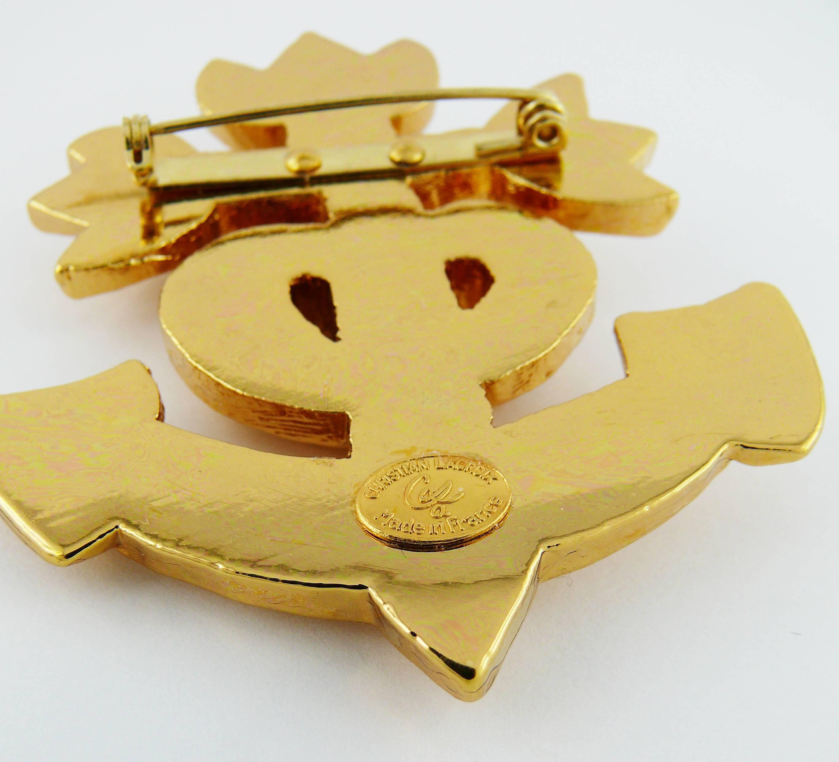 Christian Lacroix Vintage Camarguaise Gold Toned Cross Brooch 2