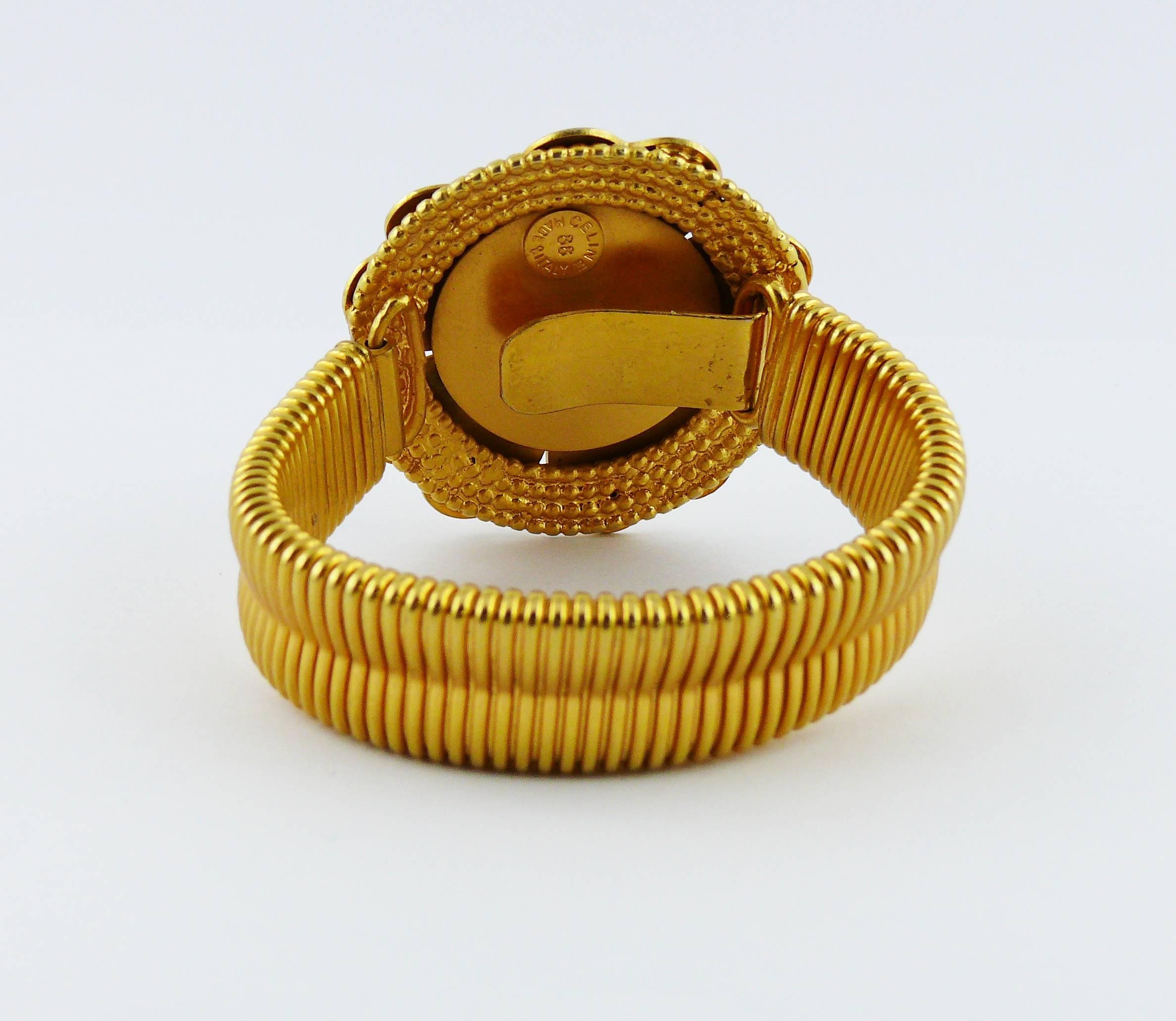 Women's Celine Vintage 1988 Gold Toned Camellia Bracelet