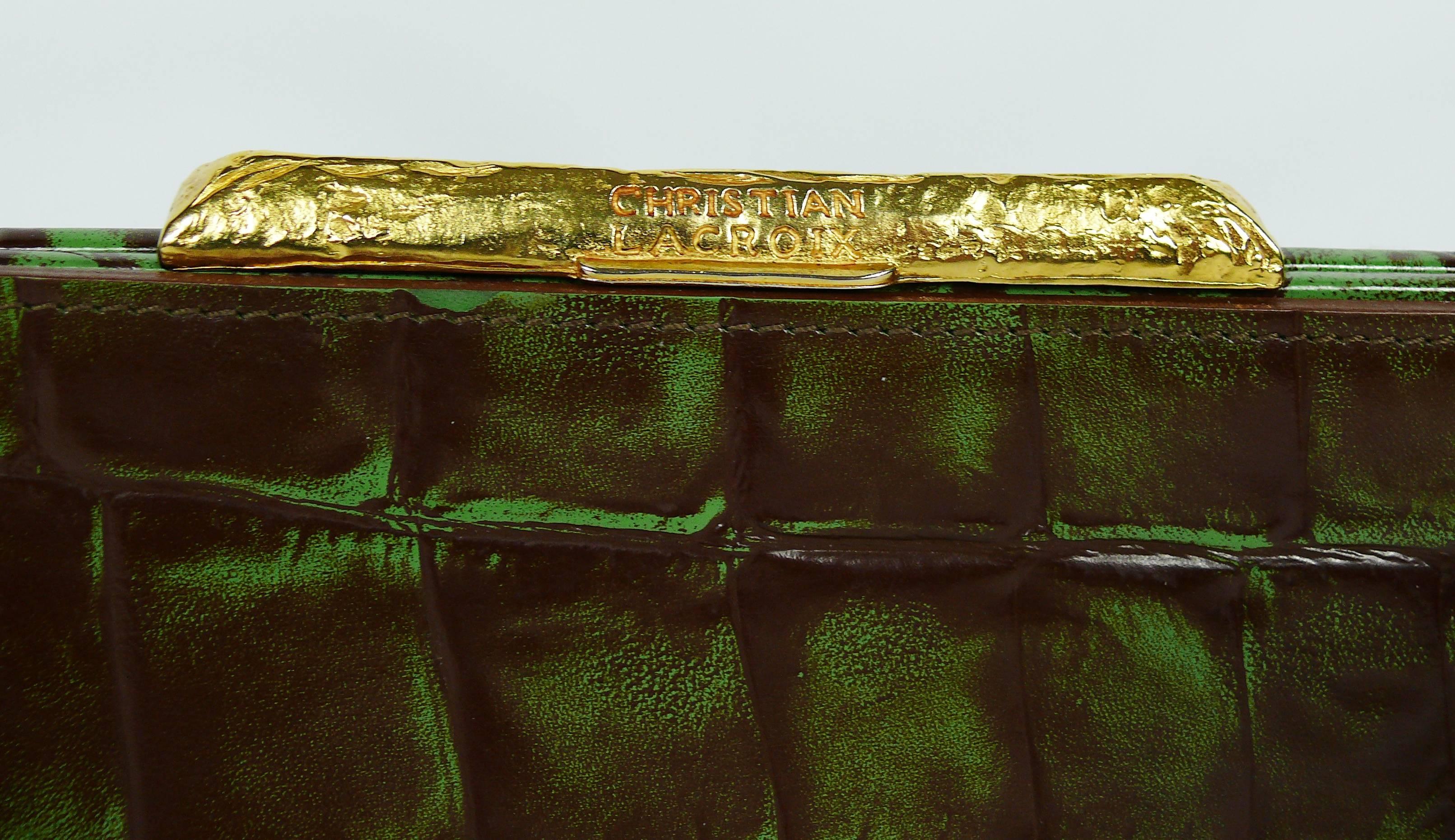 Christian Lacroix Vintage Rare Vibrant Croc Embossed Handbag 3