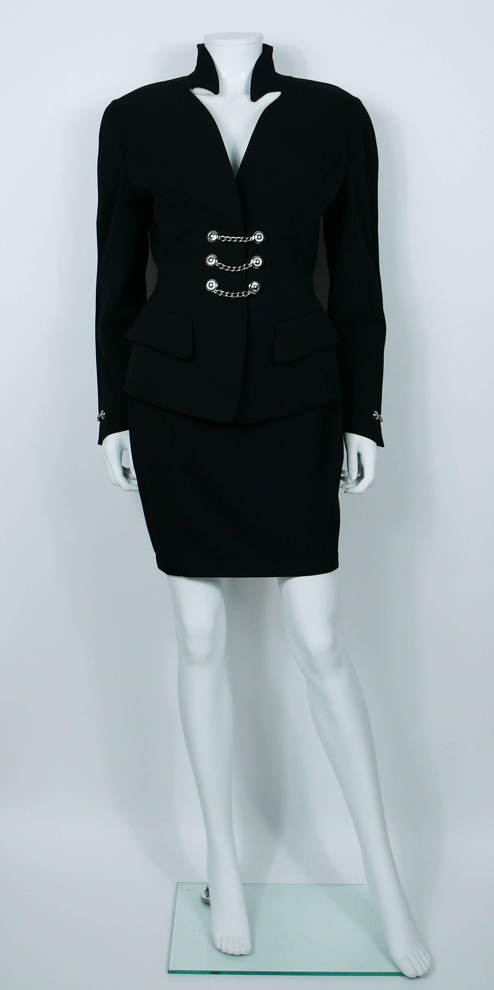 Women's Thierry Mugler Vintage Black Wool Skirt Suit