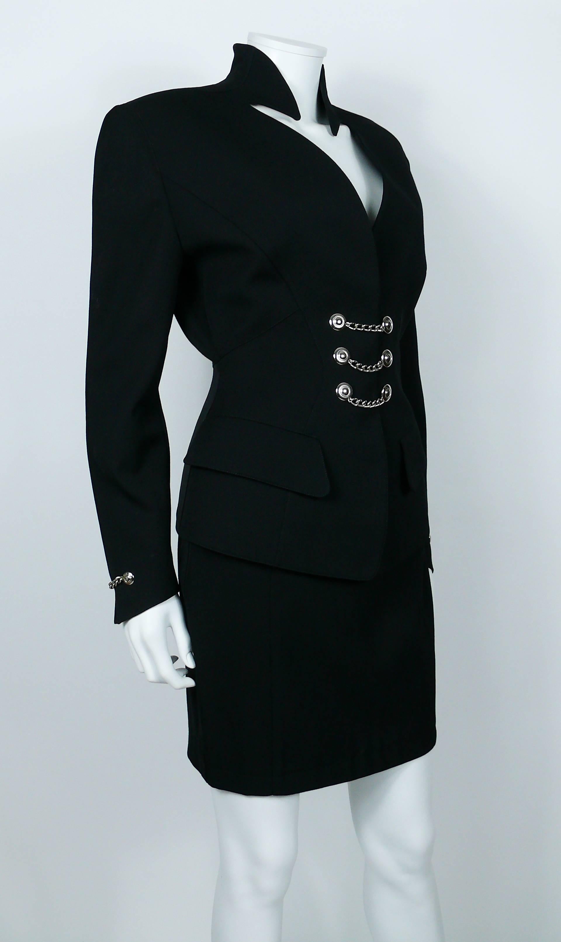 Thierry Mugler Vintage Black Wool Skirt Suit In Excellent Condition In Nice, FR