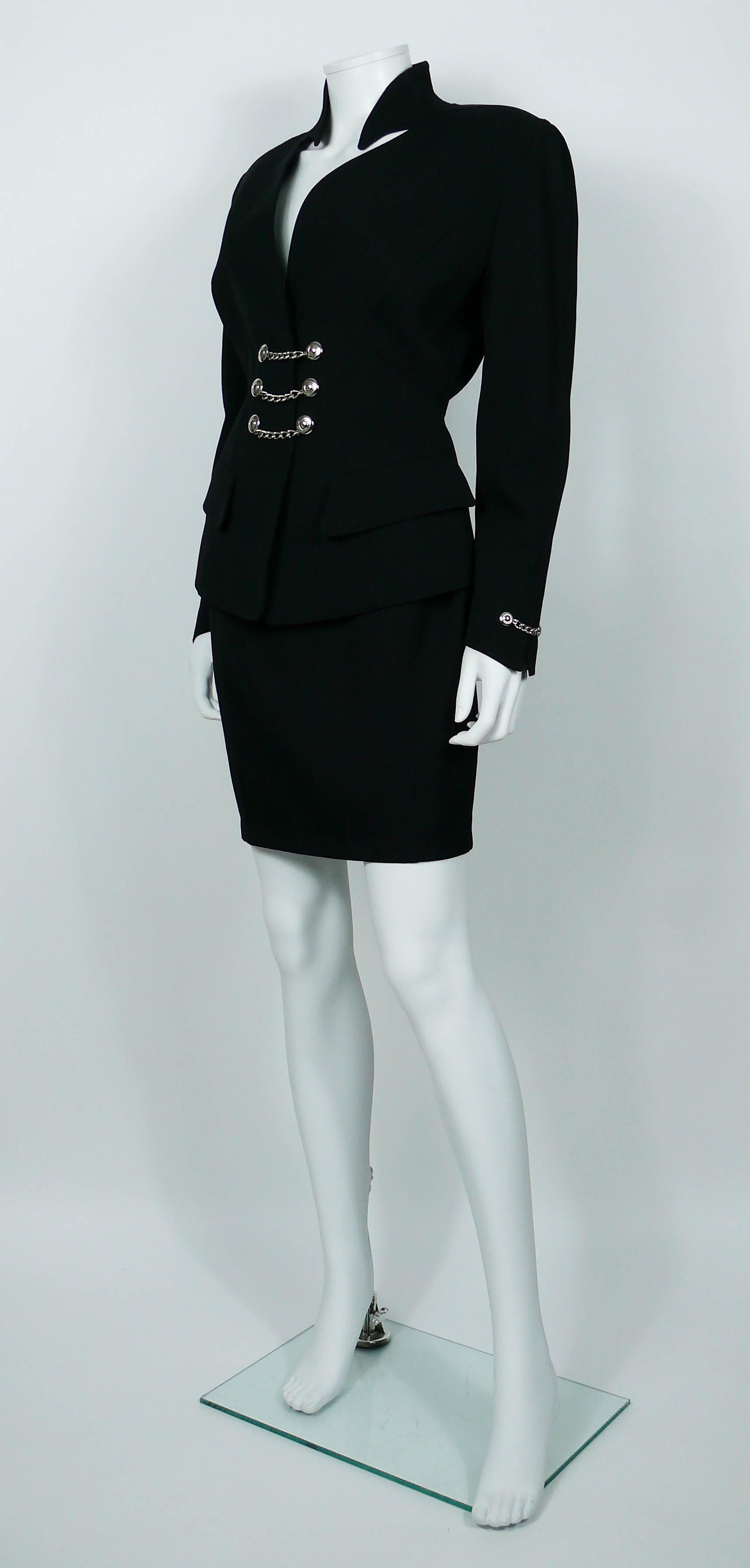 Thierry Mugler Vintage Black Wool Skirt Suit 1