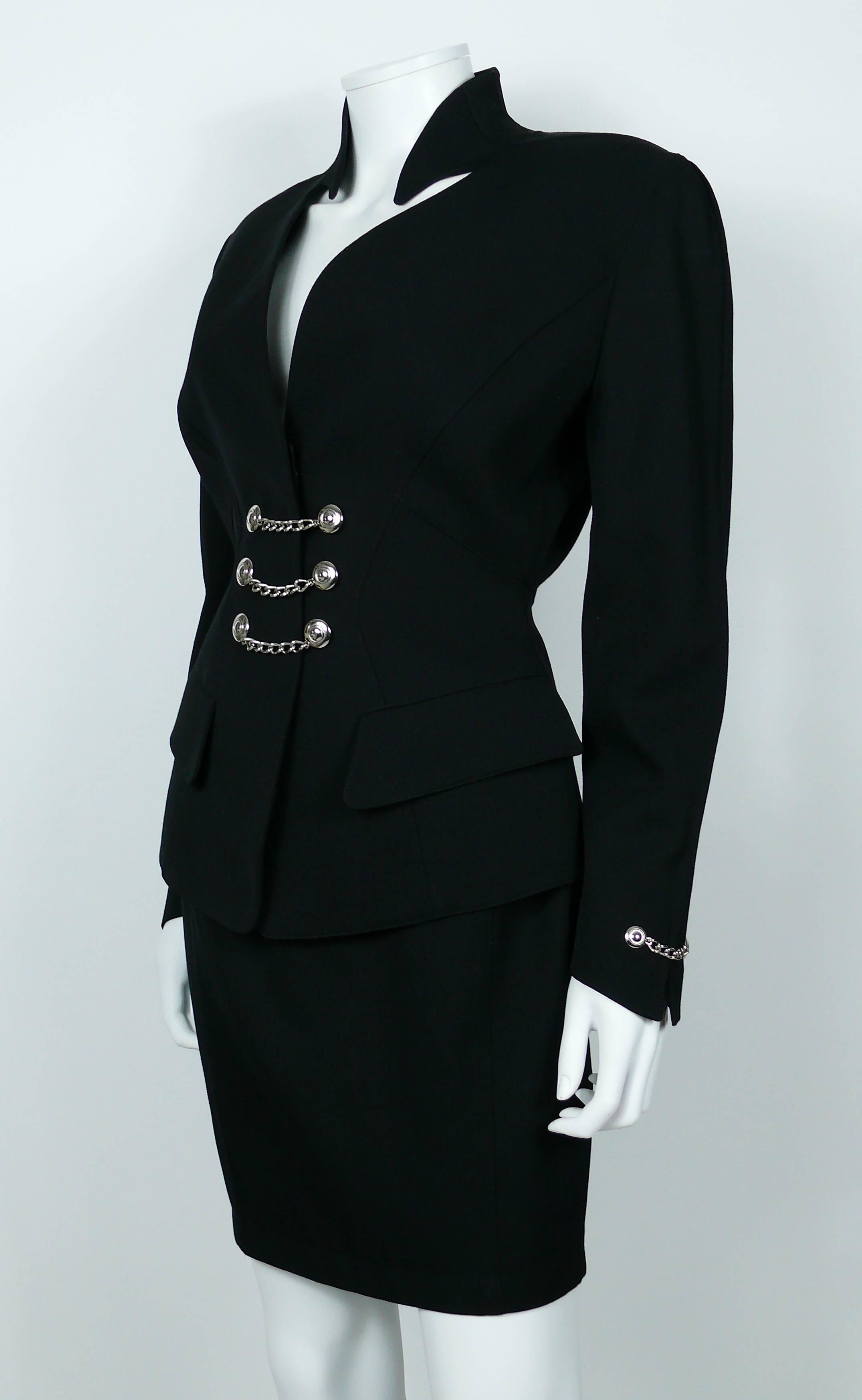 Thierry Mugler Vintage Black Wool Skirt Suit 2