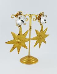 Yves Saint Laurent YSL Vintage Massive Crystal Sun Dangling Earrings