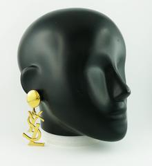 Yves Saint Laurent YSL Vintage Rare Massive Iconic Logo Dangling Ohrringe
