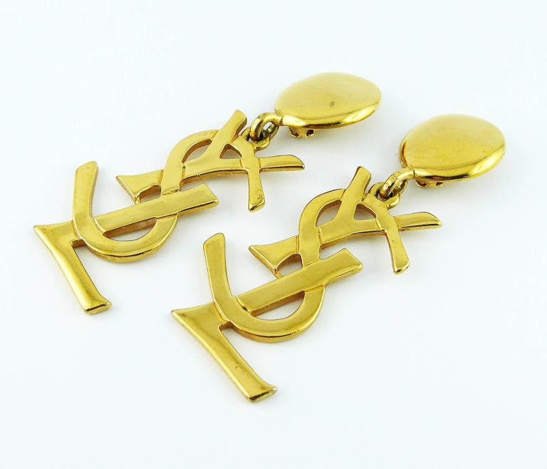 Yves Saint Laurent YSL Vintage Rare Massive Iconic Logo Dangling